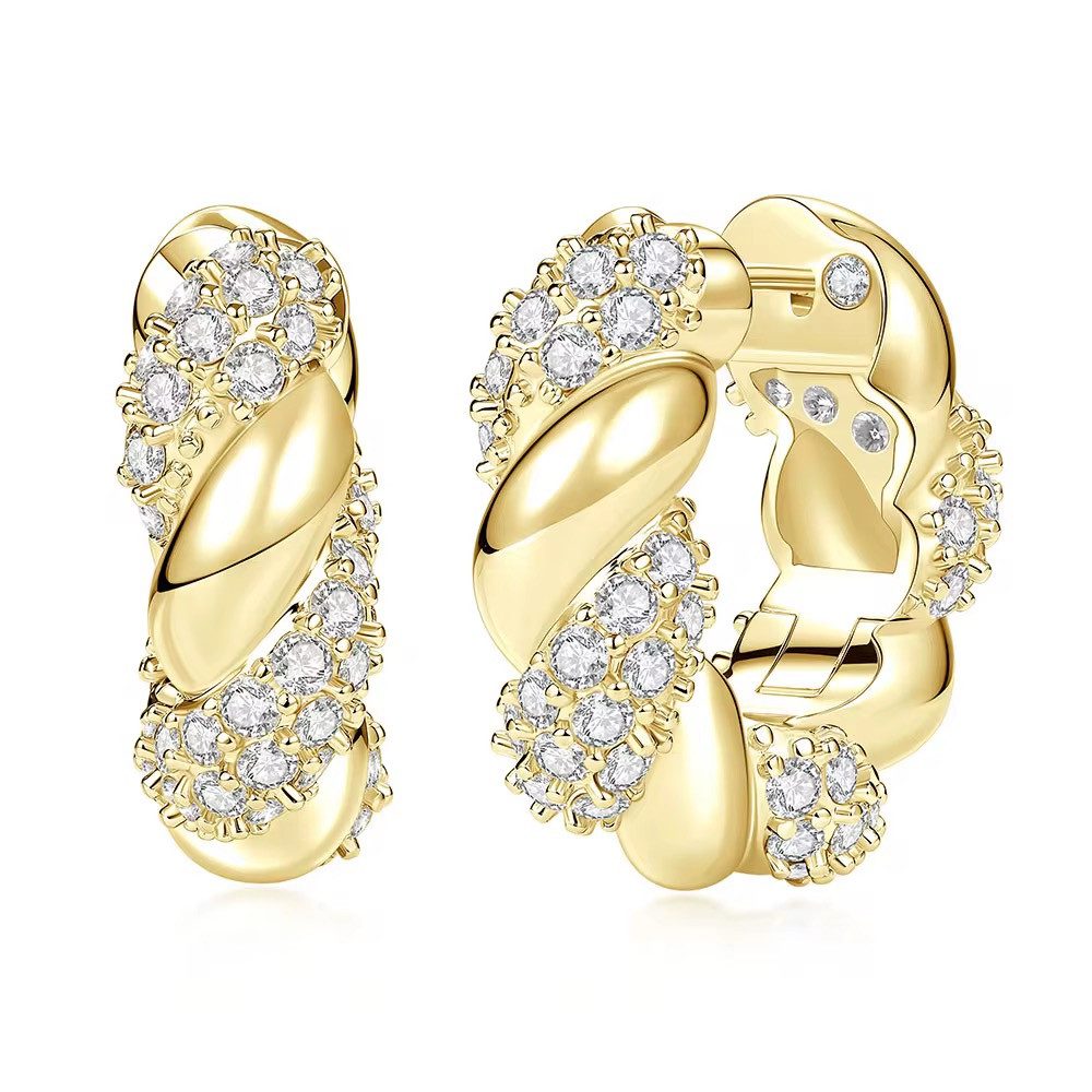 ROUGEMONT Paar Creolen Moissanit Statement Damen Creolen Ohrringe Gold
