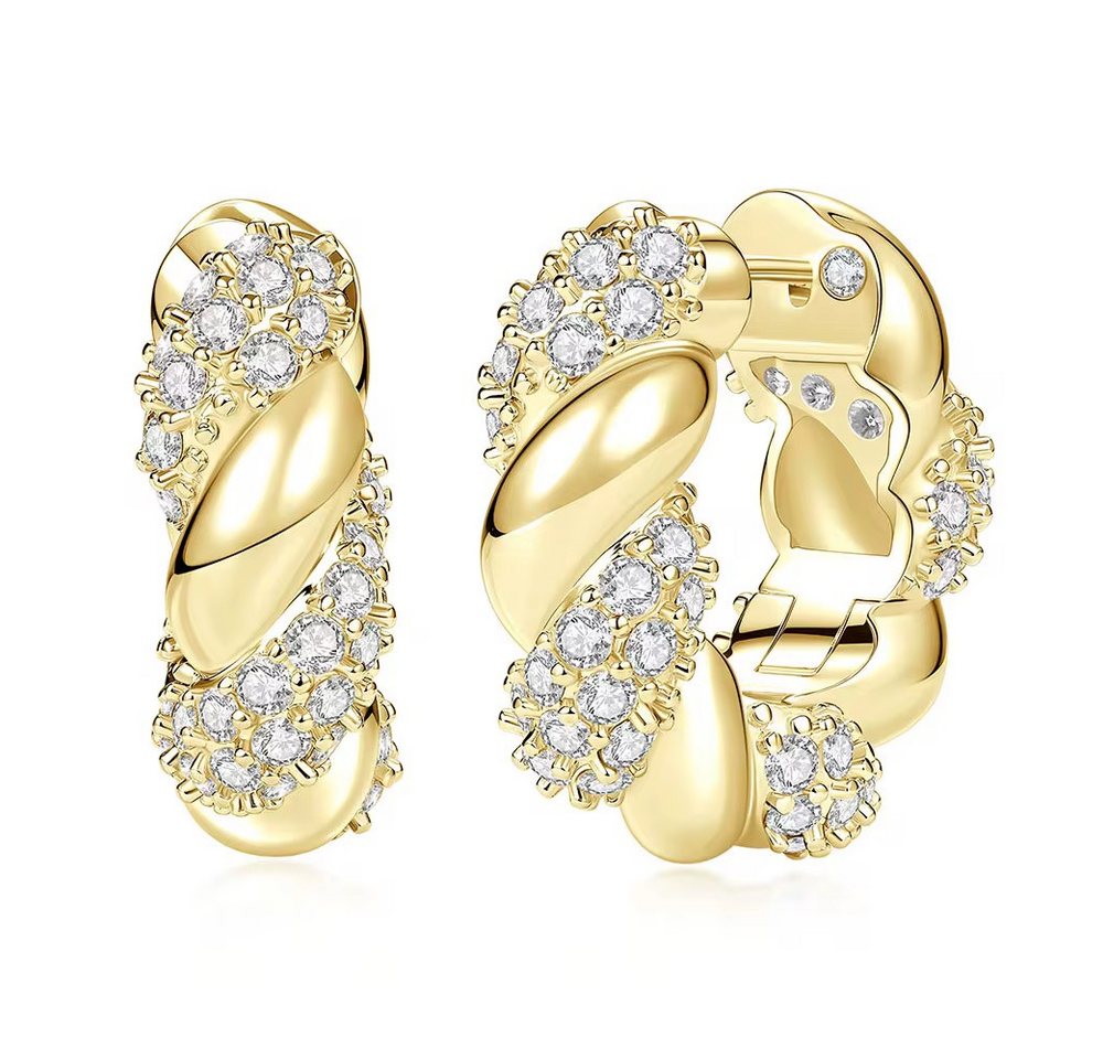 ROUGEMONT Paar Creolen Moissanit Statement Damen Creolen Ohrringe Gold