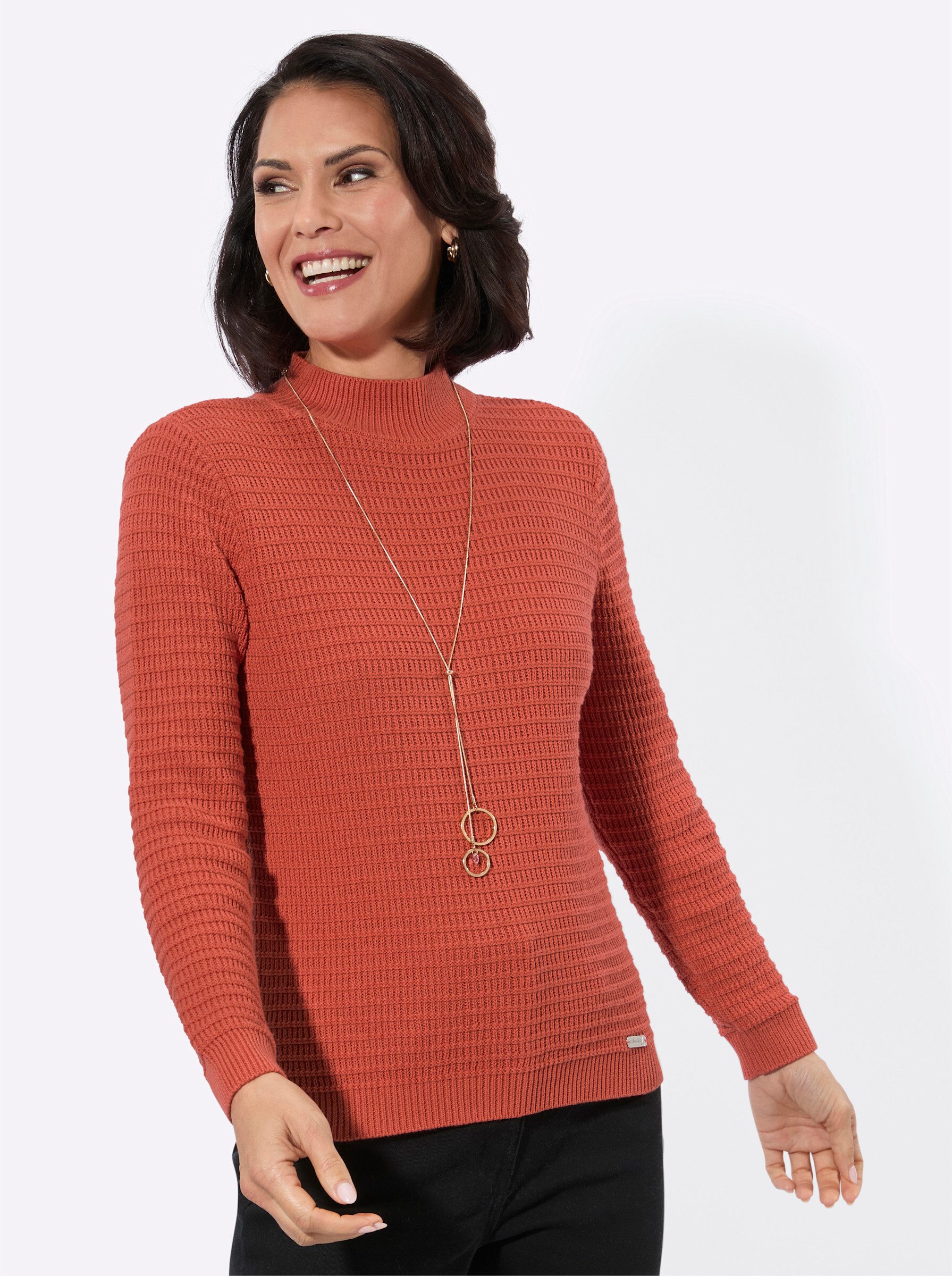 Strickpullover Stehkragen-Pullover Langarm