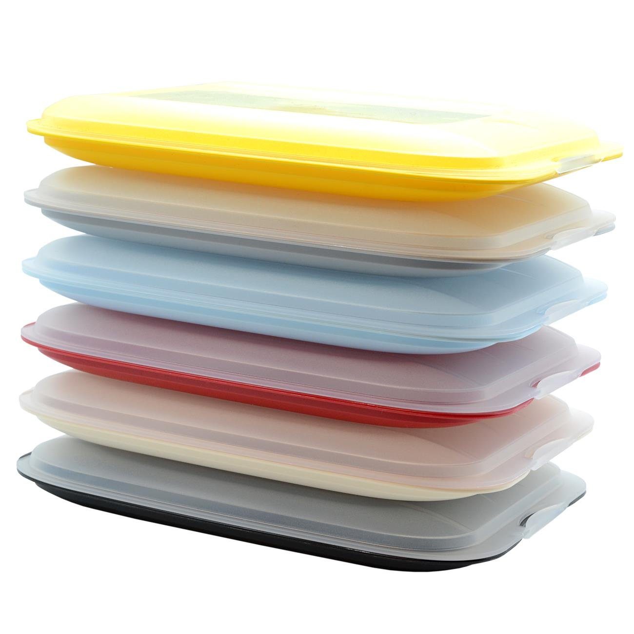 Engelland Frischhaltedose Aufschnittdosen, Kühlschrankbox, Kunststoff, (Vorteils-Set, 6-tlg., mit transparentem Deckel), stapelbar, platzsparend, Ordnung im Kühlschrank, Organizer, Stapelbox