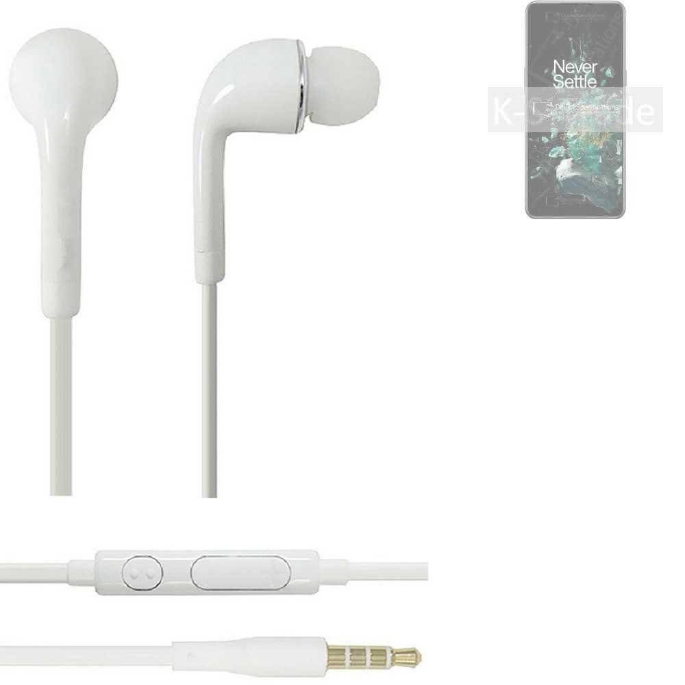 K-S-Trade für OnePlus Ace Pro In-Ear-Kopfhörer (Kopfhörer Headset mit Mikrofon u Lautstärkeregler weiß 3,5mm)