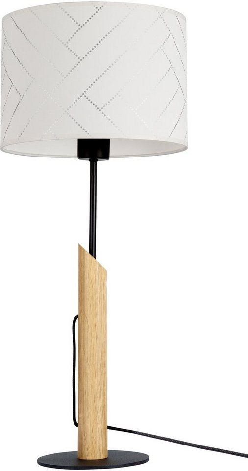 BRITOP LIGHTING Tischleuchte PUNTO, ohne Leuchtmittel, Aus Eichenholz mit  FSC®-Zertifikat, Schirm aus laminierter Tapete