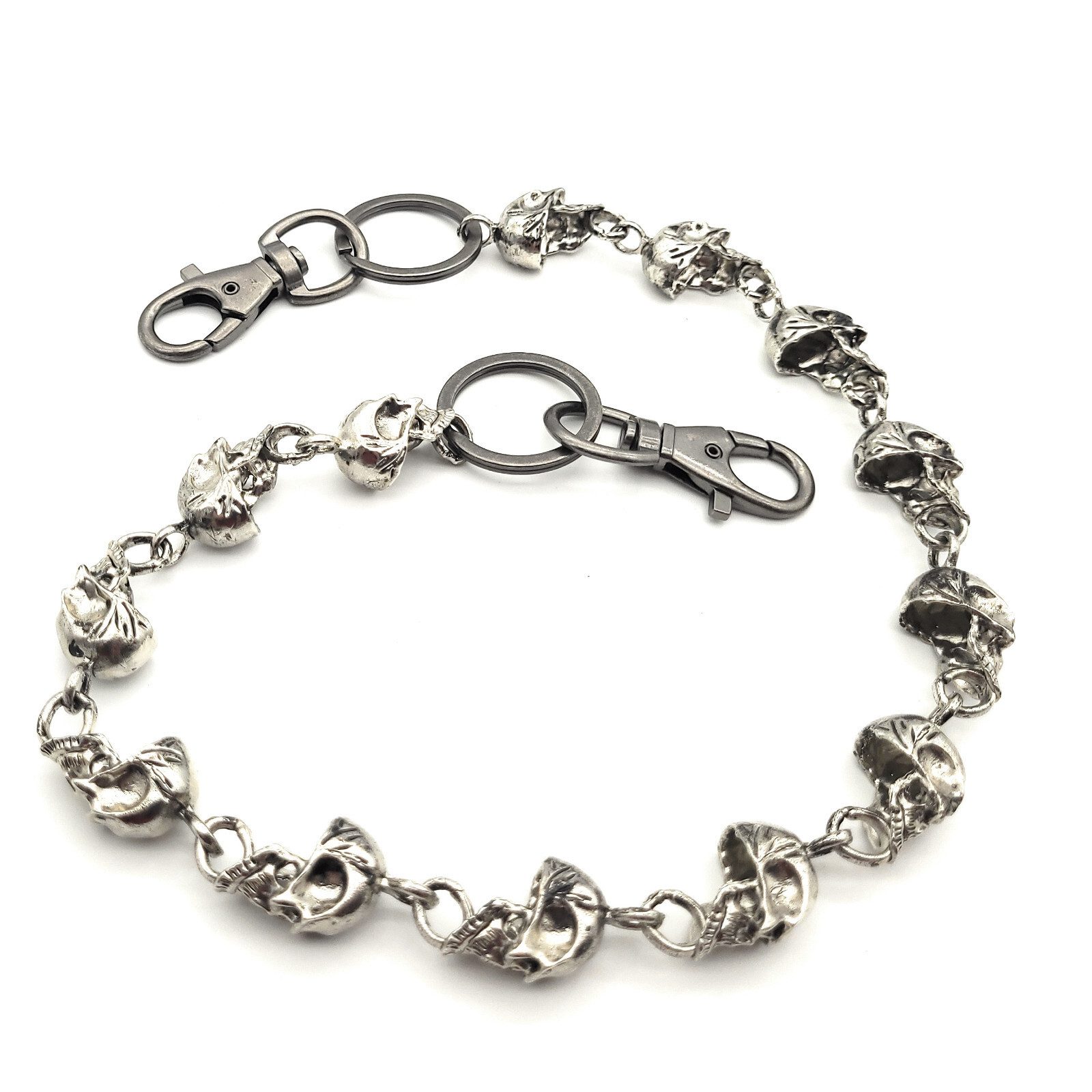 Lemasi Geldbörse Totenkopf-Hosenkette Metall schwer 60cm mit Karabinern - E günstig online kaufen