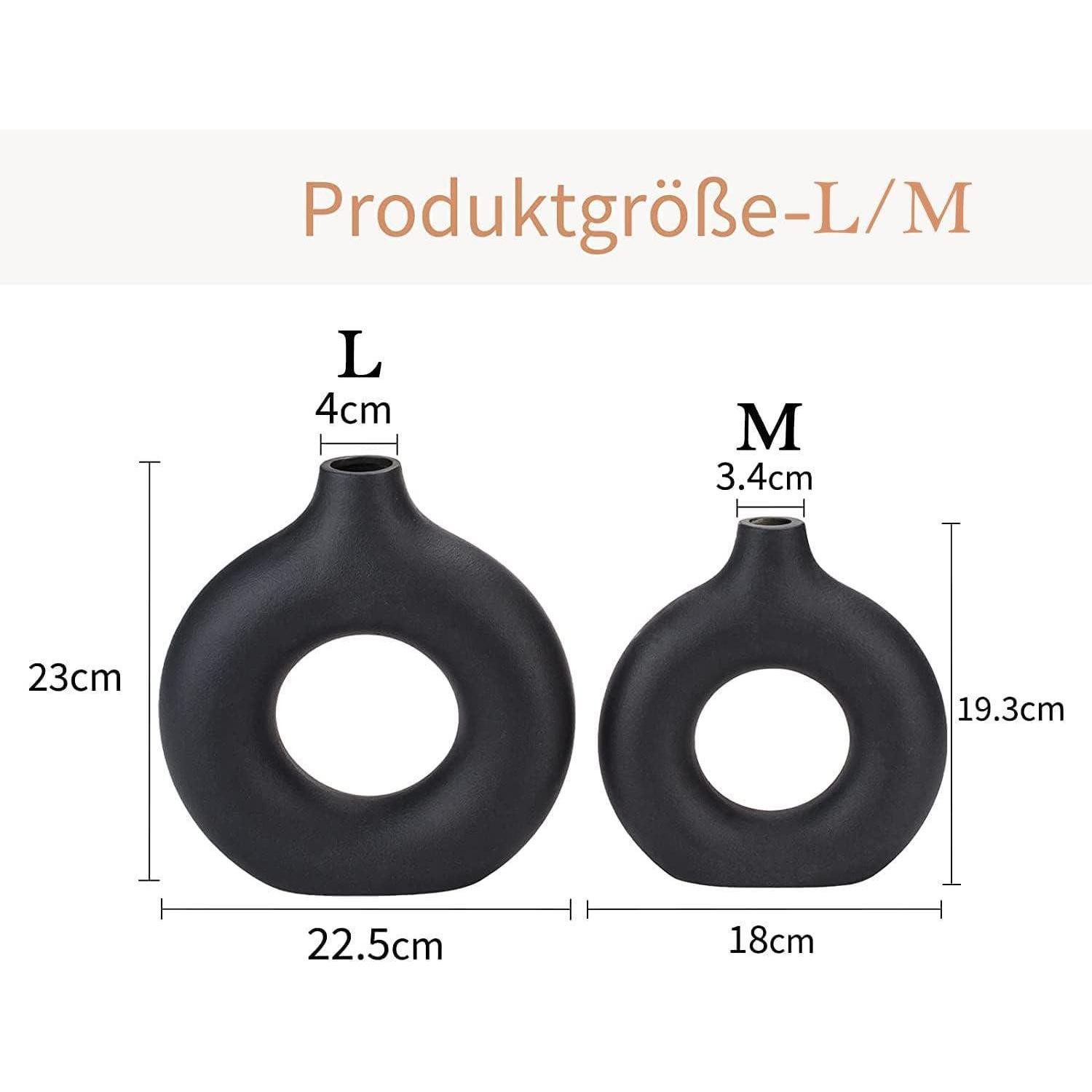 LuxusKollektion Dekovase Vasen Pampasgras Keramik schwarz getrocknete 2 pièces Schwarz