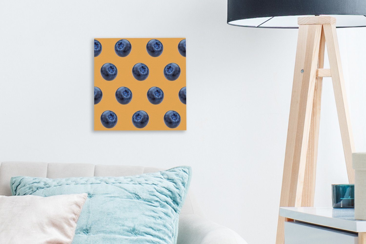 OneMillionCanvasses® (1 St), - Leinwandbild - Wohnzimmer Beere für Bilder Orange Leinwand Muster, Blaue Schlafzimmer