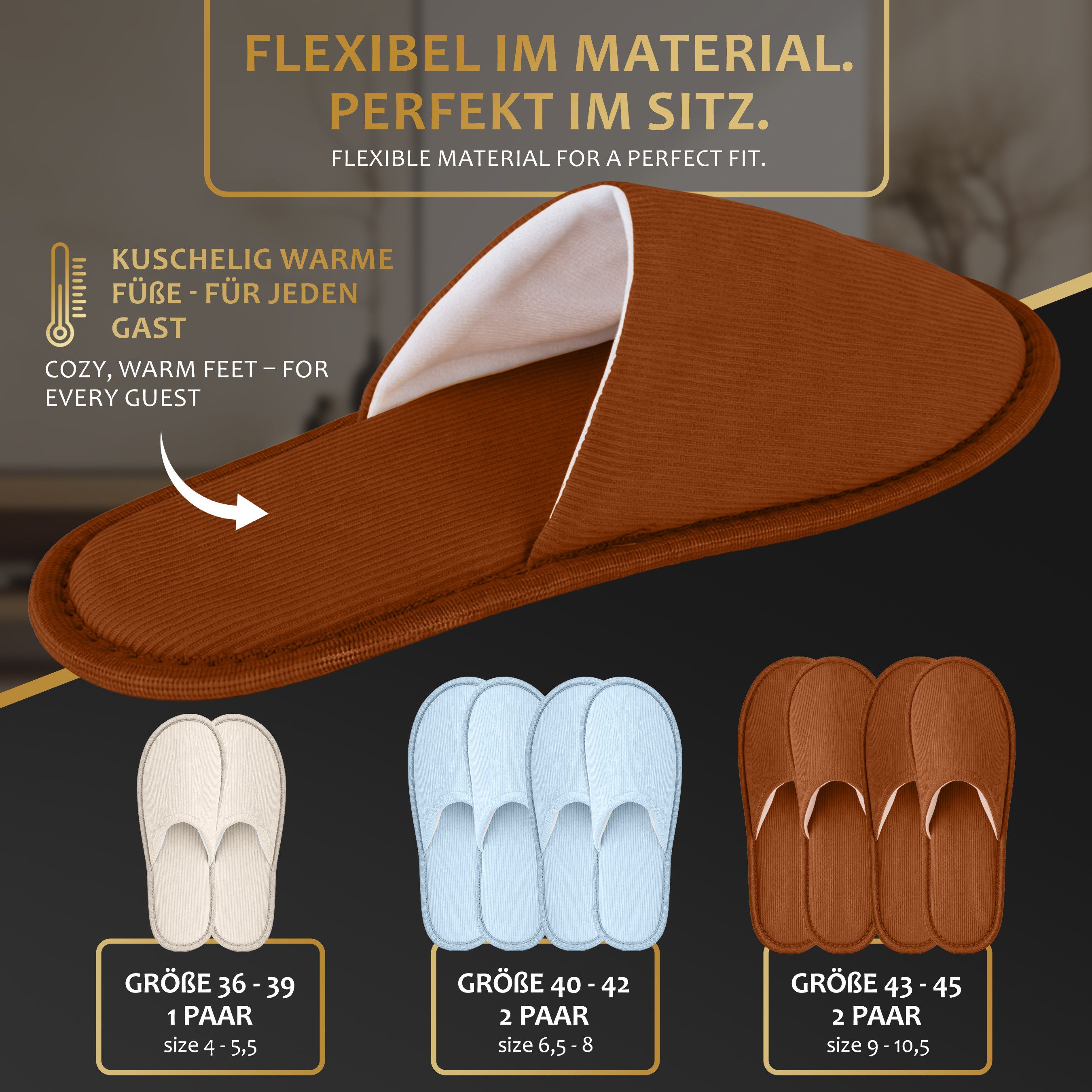 ONVAYA Premium Gästehausschuhe Set-Guest Slippers-Gästepantoffeln Unisex Plüsch Hausschuhe