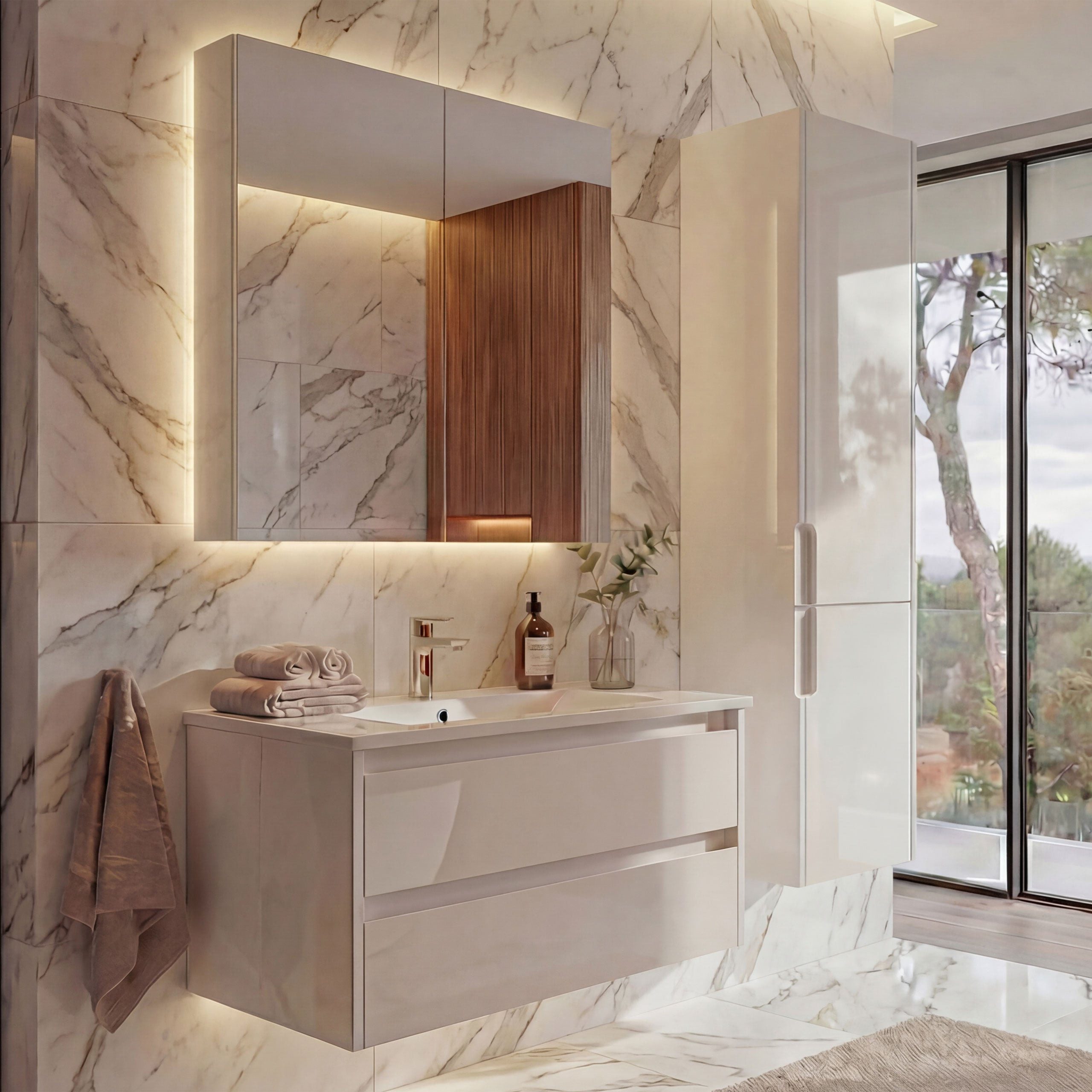 MCW Badezimmer-Set MCW-B19b-S, (Set), Hochglanz-Optik