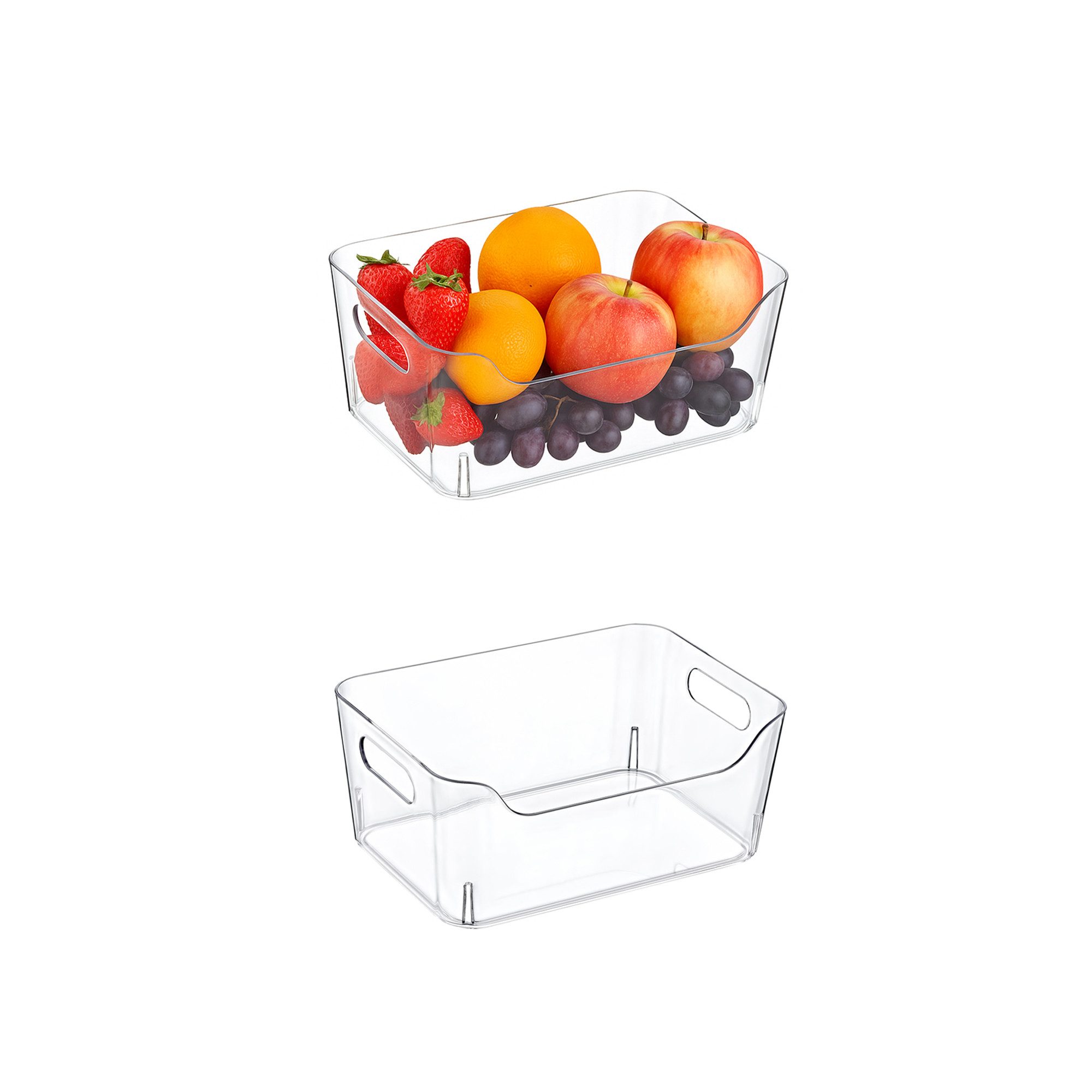 ogoPLUS Aufbewahrungssystem 2 Stück Kühlschrank Organizer - 3 Liter, Lebensmittel aufbewahrungsbox, (Ideal auch für Büro, Bad, Vorratsbox im Schrank, BPA frei), zur optimalen Platznutzung, Bürobedarf, Kosmetik, Pflegeprodukte