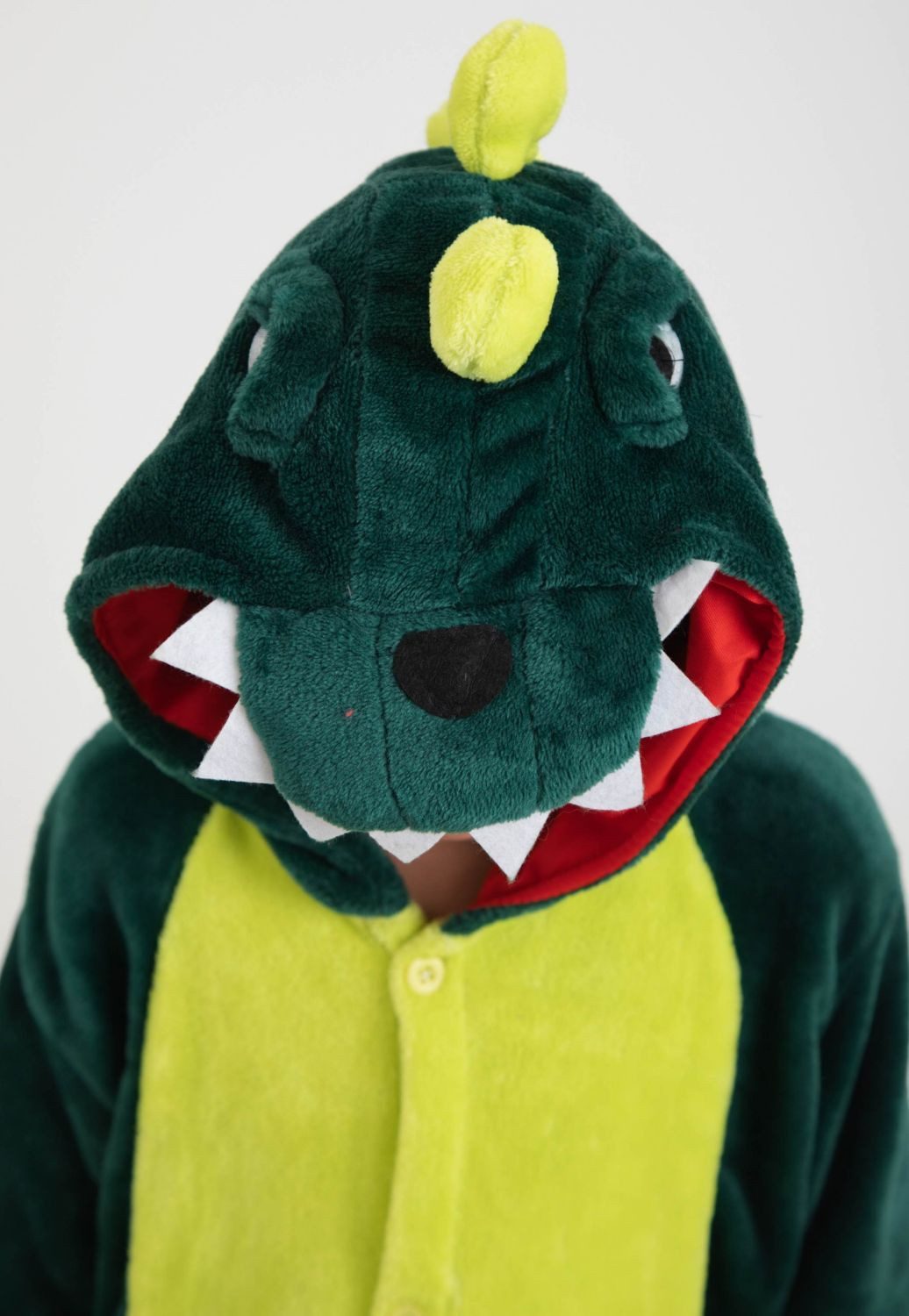 Corimori Jumpsuit Kinder Kostüm Jumpsuit Onesie verschiedene Designs (1-tlg) Fasching, Karneval, Tierkostüme Krokodil Grün 110-116 Dino Dinosaurier – Bild 5 von 5