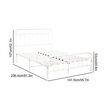 HAUSS SPLOE Metallbett Modern Metallbett Bettgestelle Doppelbett Gästebett Bettrahmen (für Erwachsene und Kinder), Einfach zu installieren, 140*200cm, Weiß