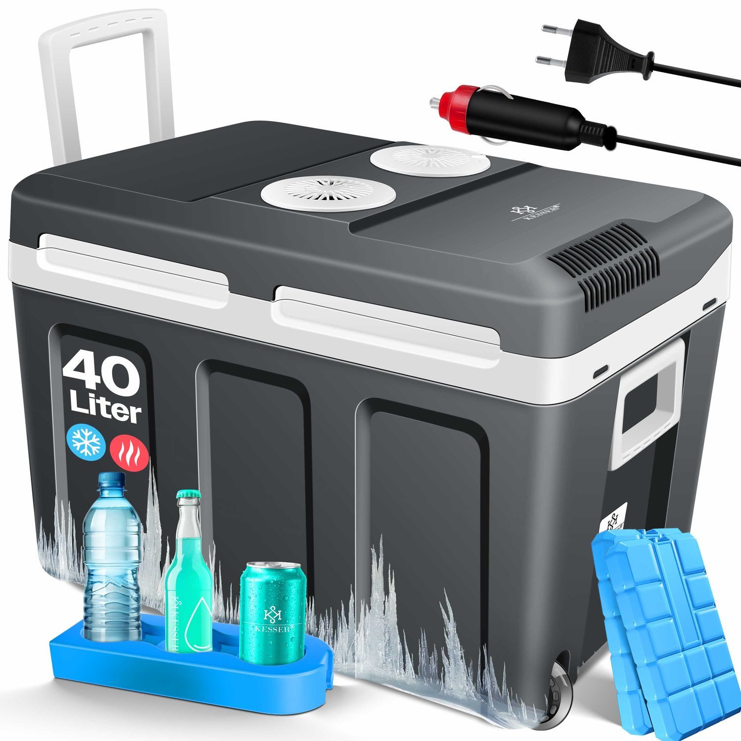 KESSER Kühlbox, 40 l, 40L Kühlbox mit Rollen zum Warmhalten und Kühlen Thermobox