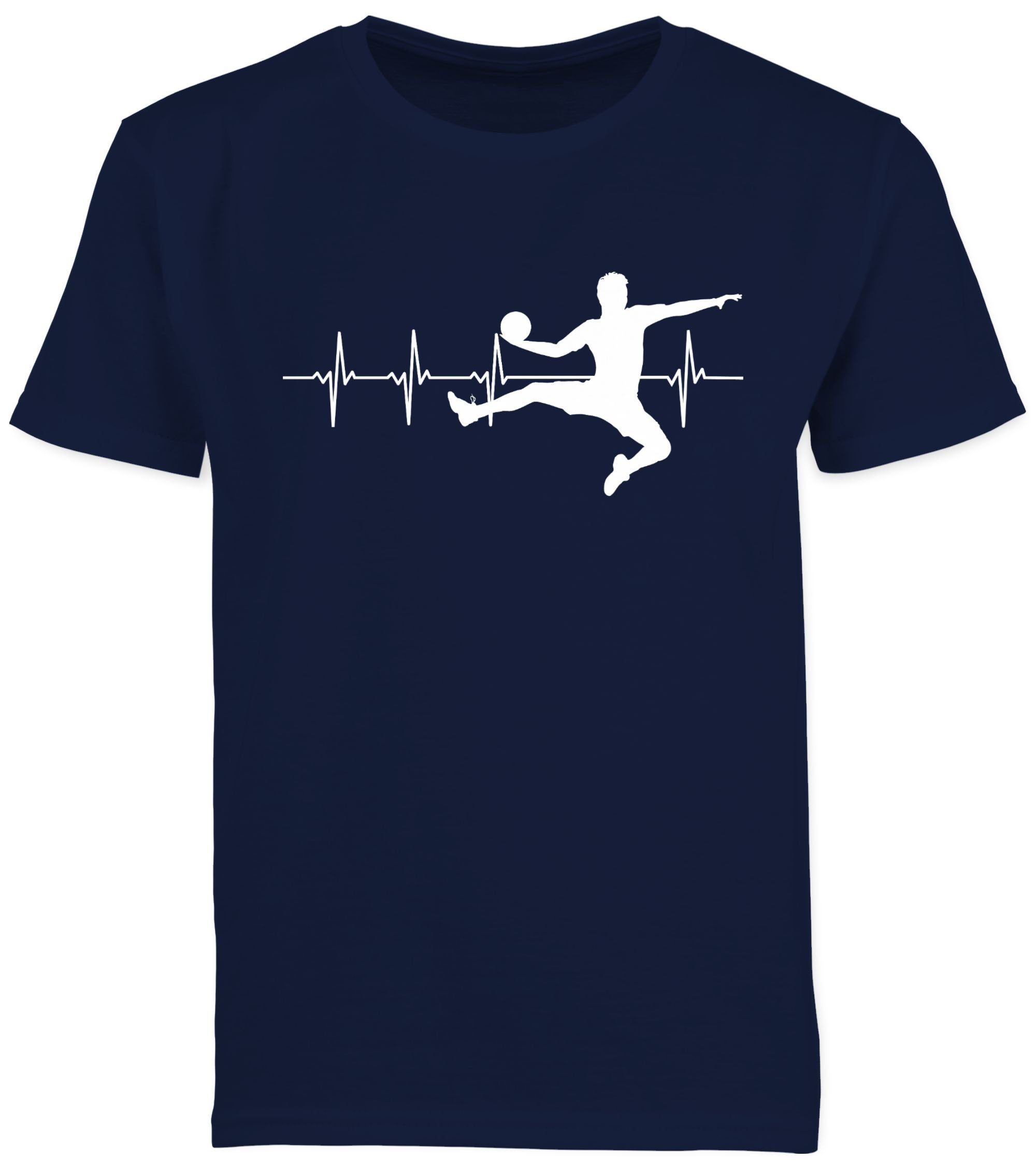 Shirtracer T-Shirt Handball Herren Kleidung Herzschlag Kinder Sport Dunkelblau 1 für