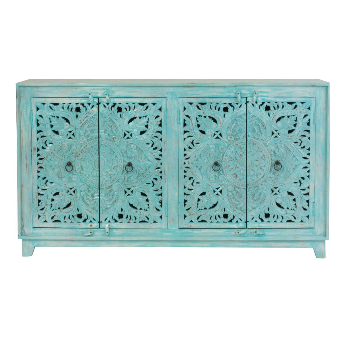 Oriental Galerie Unterschrank Indien Sideboard Hema Türkis 160 cm