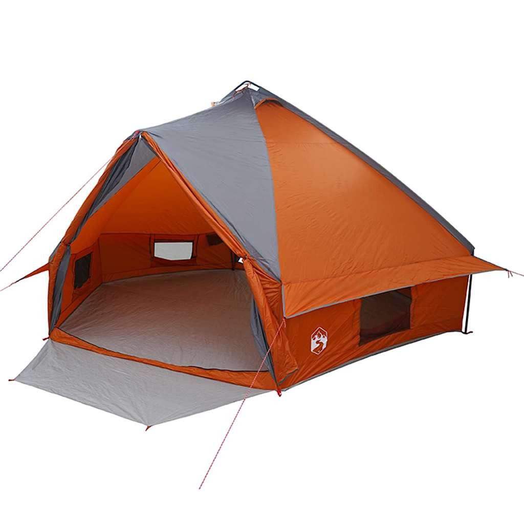 furnicato Faltzelt Teepee-Zelt 567 x 470 x 242 cm Grau-Orange, (1 tlg), Geräumiges Tipy für 10 Personen mit Belüftung und integriertem E-Port