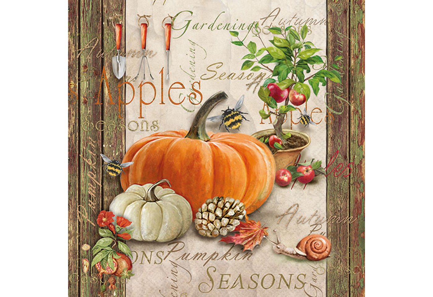 Ambiente Luxury Paper Products Papierserviette, Servietten Papier 33x33cm 3-lagig mit Kürbis Herbstmotiv 20 Stk.