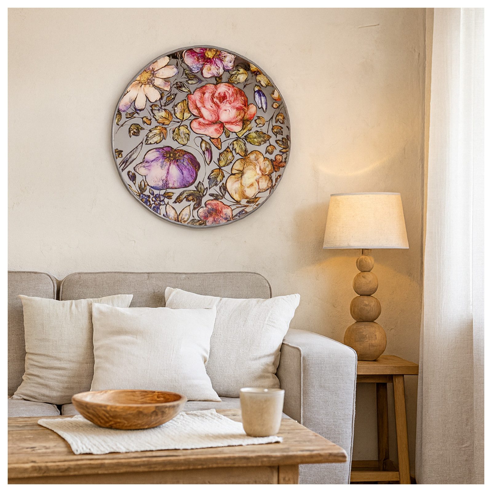 formano Wandbild Wandbild Spiegel, floral, rund Mirror