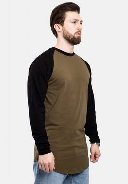 Blackskies T-Shirt Baseball Longshirt T-Shirt Olive-Schwarz X-Large