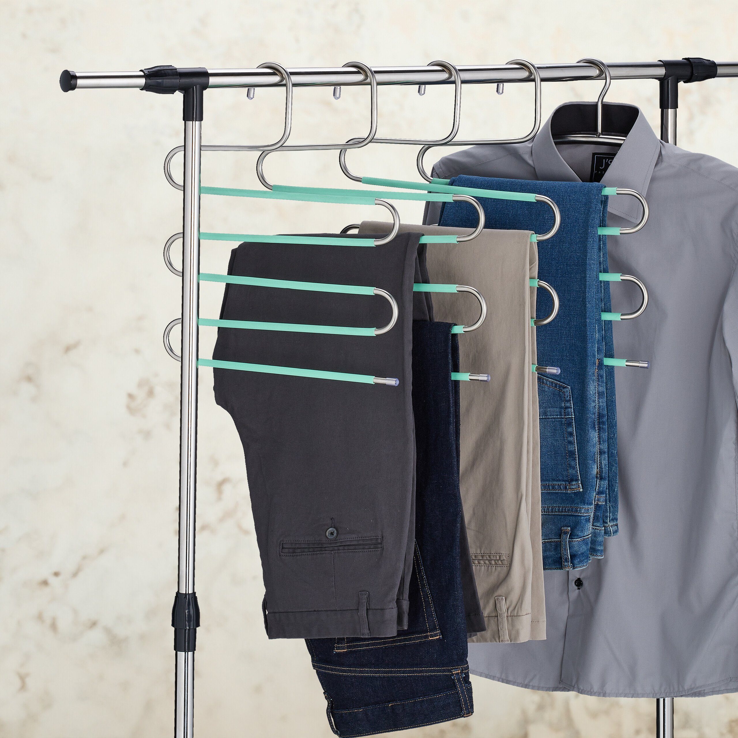 relaxdays Mehrfach-Kleiderbügel Mehrfach Hosenbügel im 4er günstig online kaufen