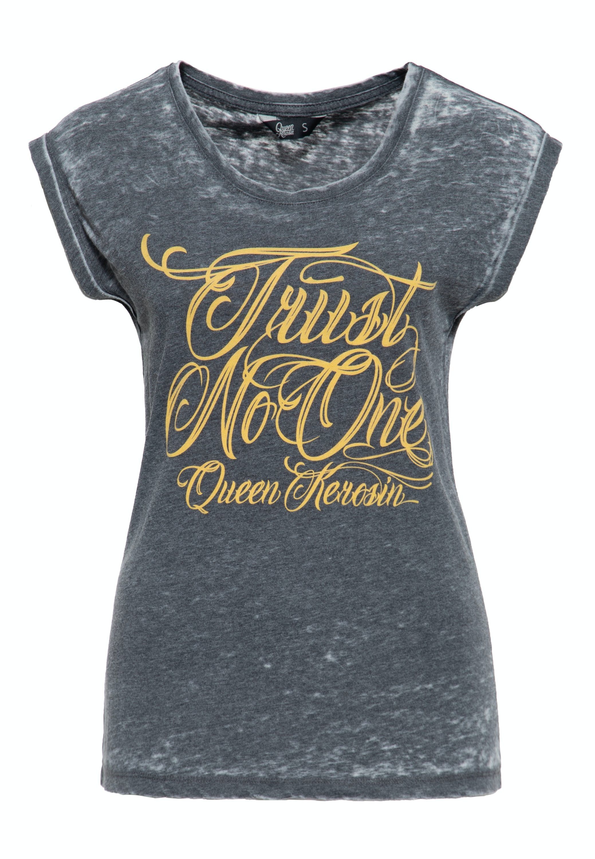 QueenKerosin Print-Shirt Trust No One (1-tlg) mit Print schwarz