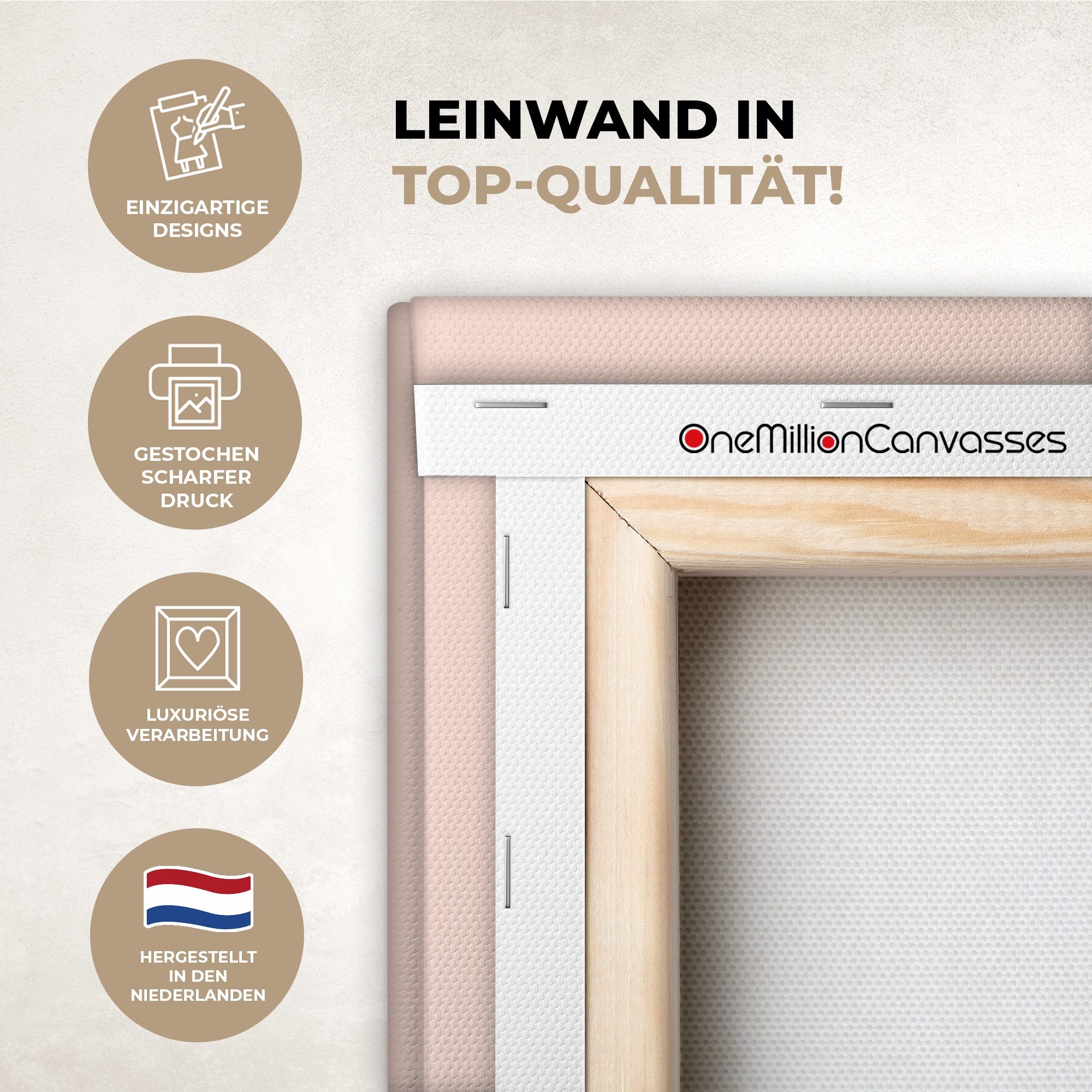 OneMillionCanvasses® Leinwandbild Blumenstrauß - Schleife - Karte - Zitat - Muttertagsgeschenk, Fotodruck (1 St), Wandbild, Deko Schlafzimmer Wohnzimmer Flur 20x20 cm