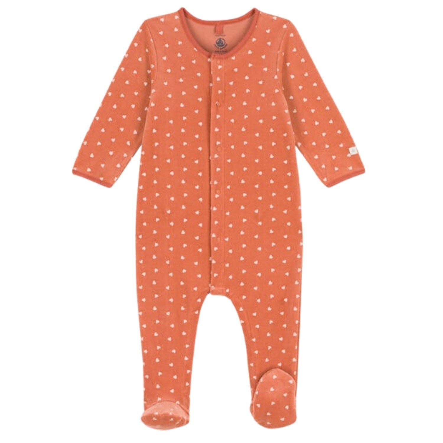 Strampler Petit Bateau Nicky Strampler mit Herzchen aus Baumwoll-Samt