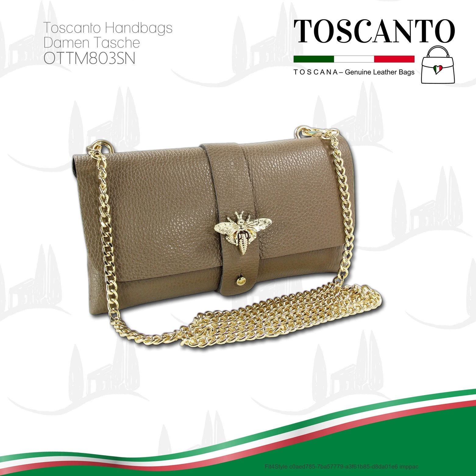 Toscanto Clutch Toscanto Damen Schultertasche Clutch (Clutch, Clutch), Damen Tasche Echtes Leder taupe, beige, Made-In Italy