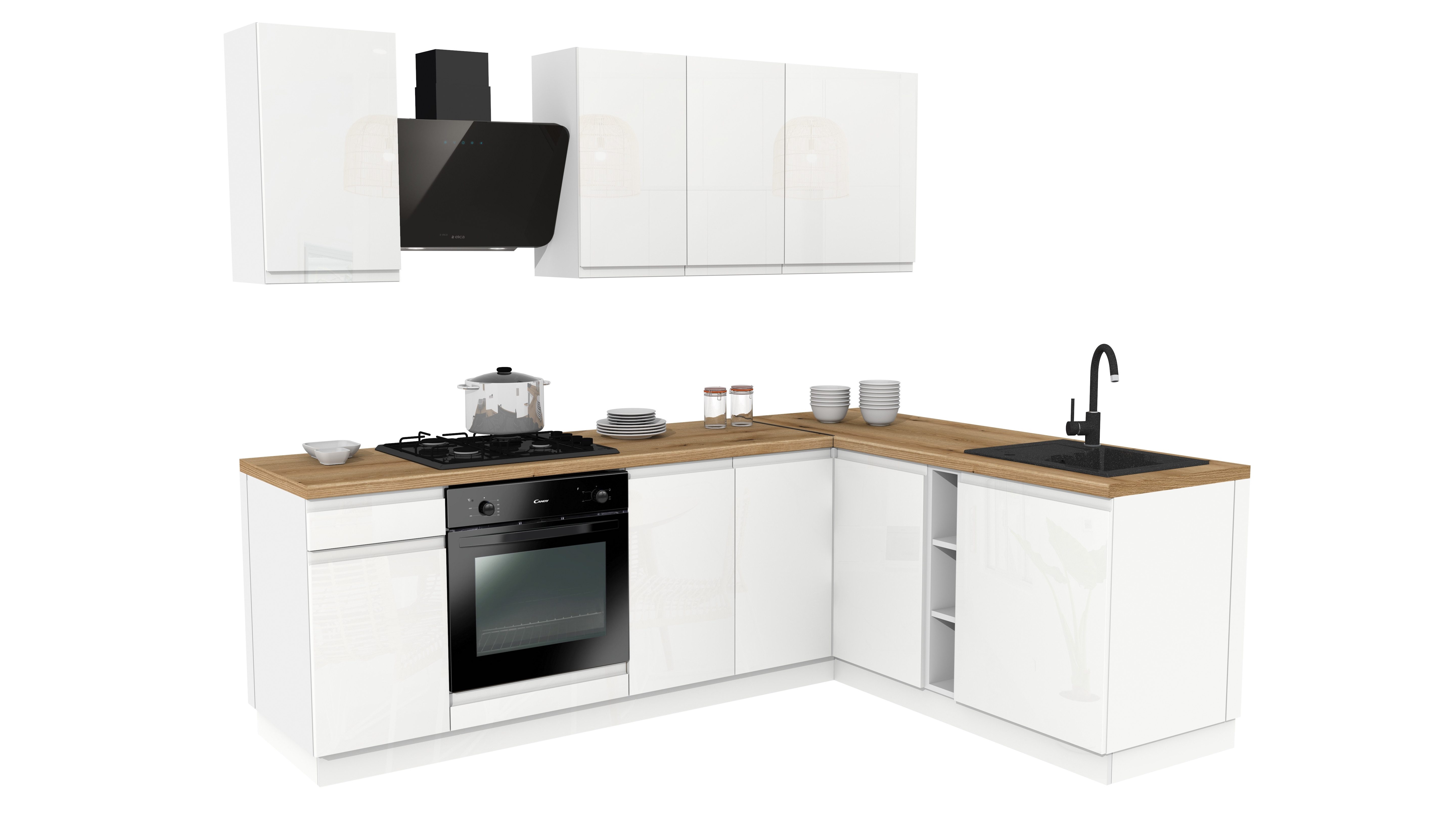 ROYAL24_MARKT Winkelküche SIMPLY Z12 - Premium Glanz Küchenserie Set, (Komplett Set), Hochwertig - Modern - Exklusiv