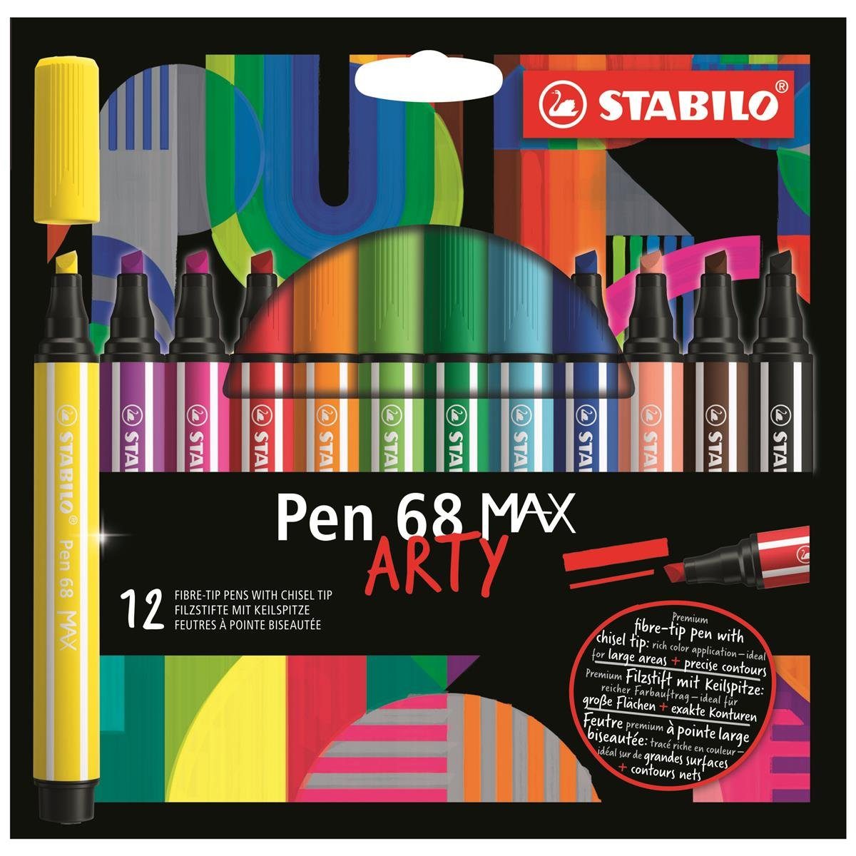 Faserstift STABILO Pen 68 MAX Filzstift - ARTY - 1-5 mm - 12er Pack