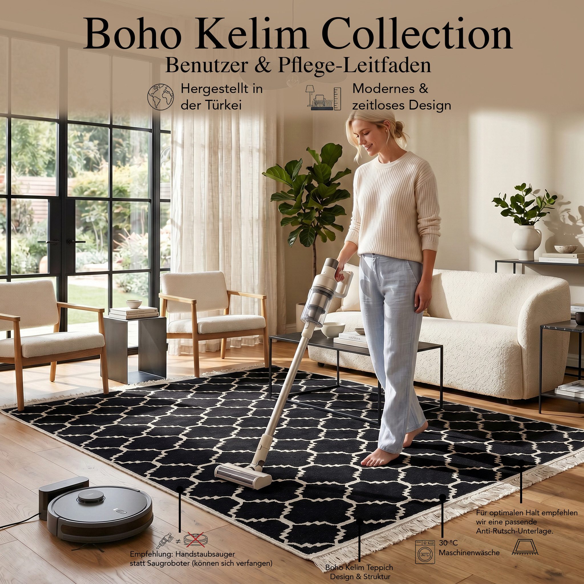 Jimri Teppich Kelim Teppich Wohnzimmer Schlafzimmer Küche, Badezimmer Läufer Flur, Rechteckig, Wendeteppich