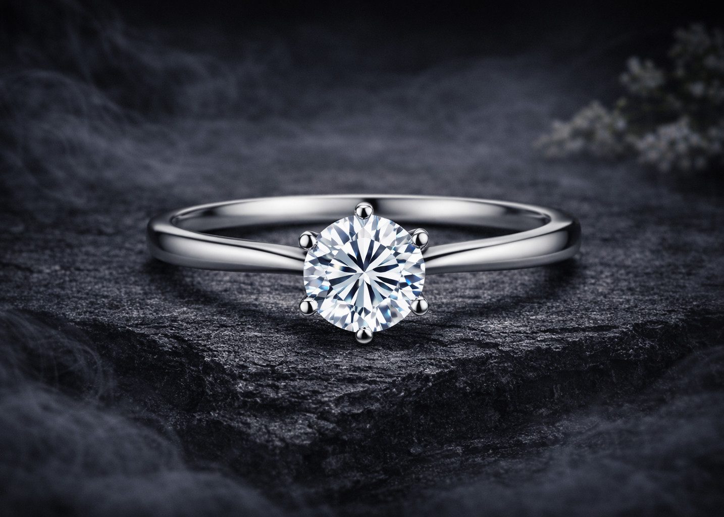 Living Oak Verlobungsring Moissanit Solitär Ring aus 925 Sterling Silber, Klassischer Verlobungsring, nickelfrei