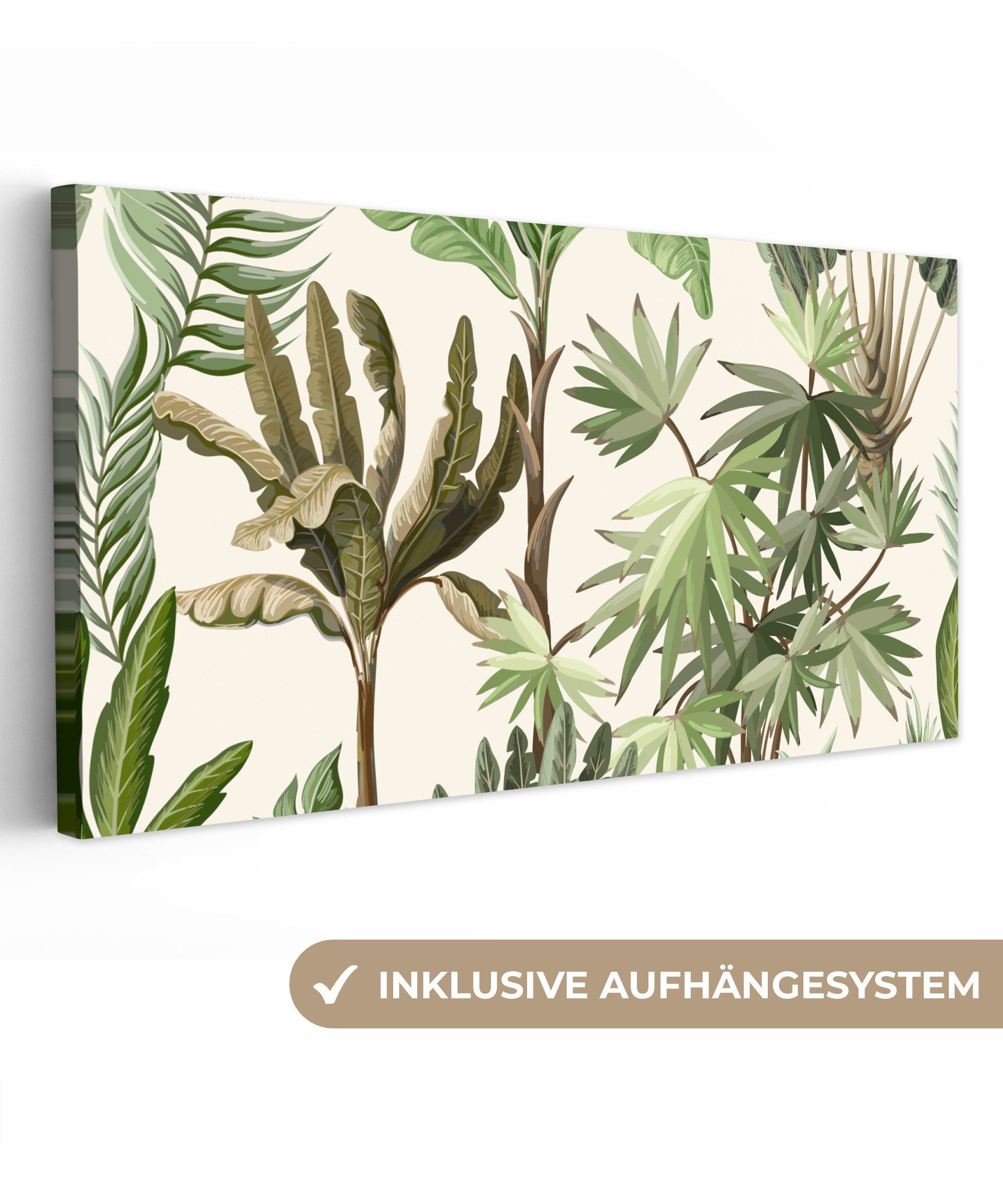 OneMillionCanvasses® Leinwandbild Panorama Dschungel - Palme - Bananenstaude - Kinder - Natur - Pflanzen, Fotodruck (1 St), Wandbild, Deko Schlafzimmer Wohnzimmer Flur 40x20 cm