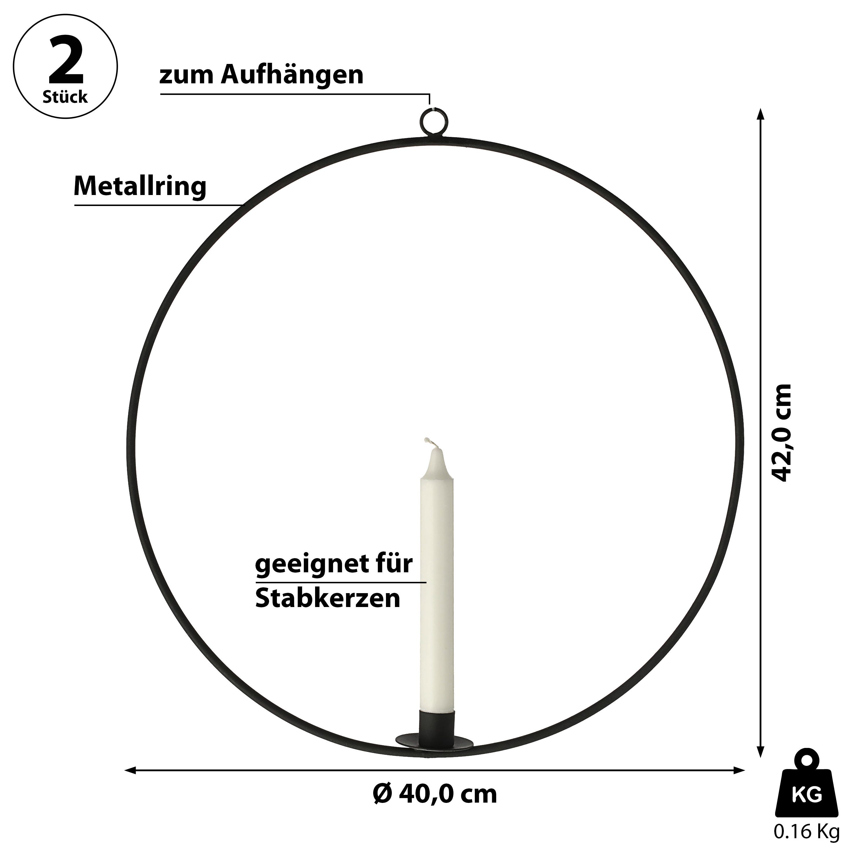 CEPEWA Kerzenständer Stabkerzenhalter Ring 2er Set günstig online kaufen