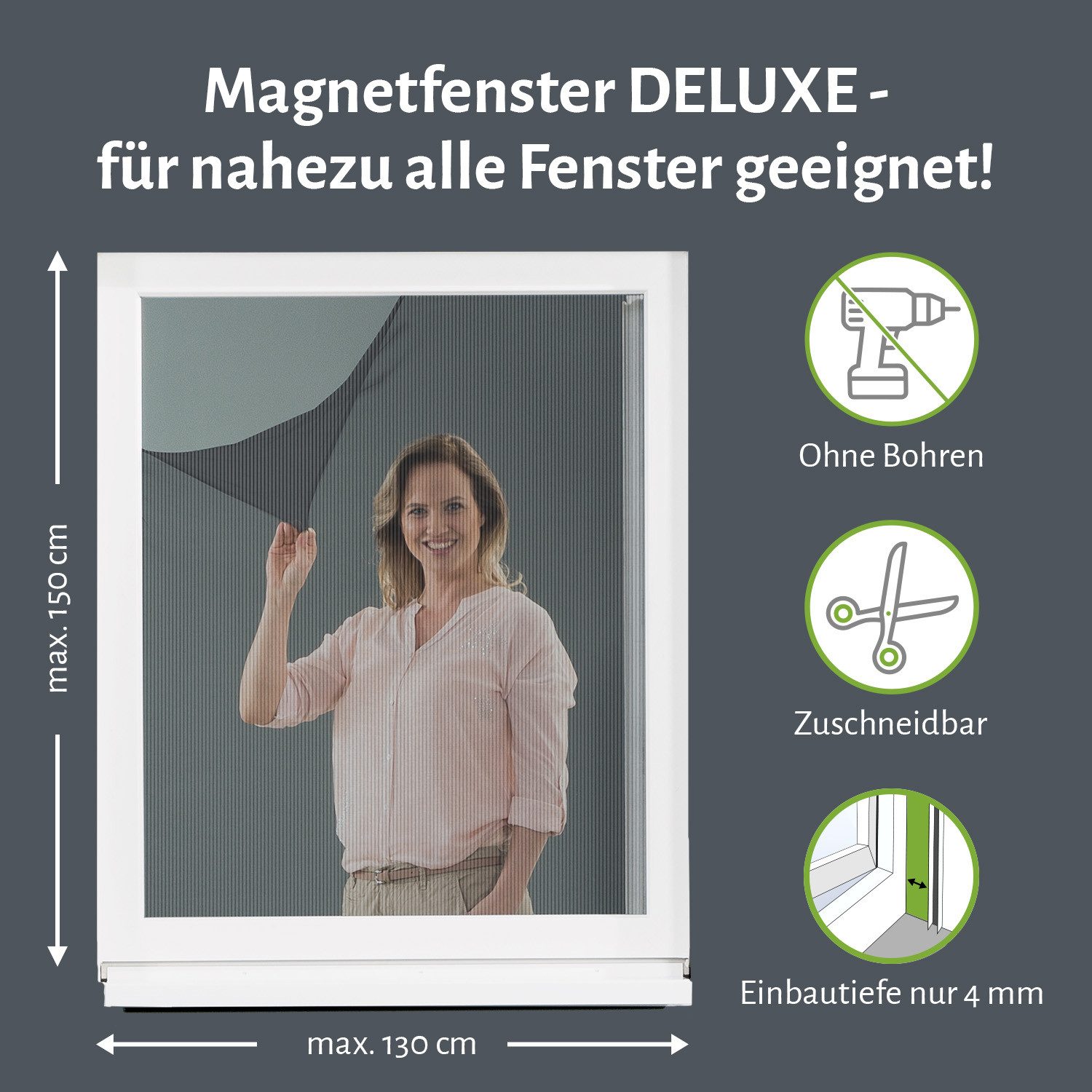 empasa Insektenschutz-Fensterrahmen "DELUXE", Fliegengitter Magnetfenster "DELUXE" Pollenschutz