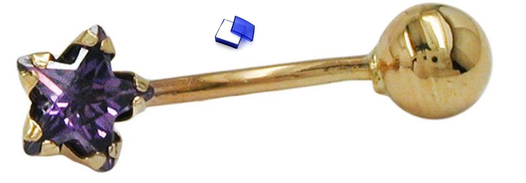 unbespielt Bauchnabelpiercing Piercing Bauchnabelpiercing Stern mit Zirkonia 585 Gold 18 x 6 mm, Goldschmuck für Damen