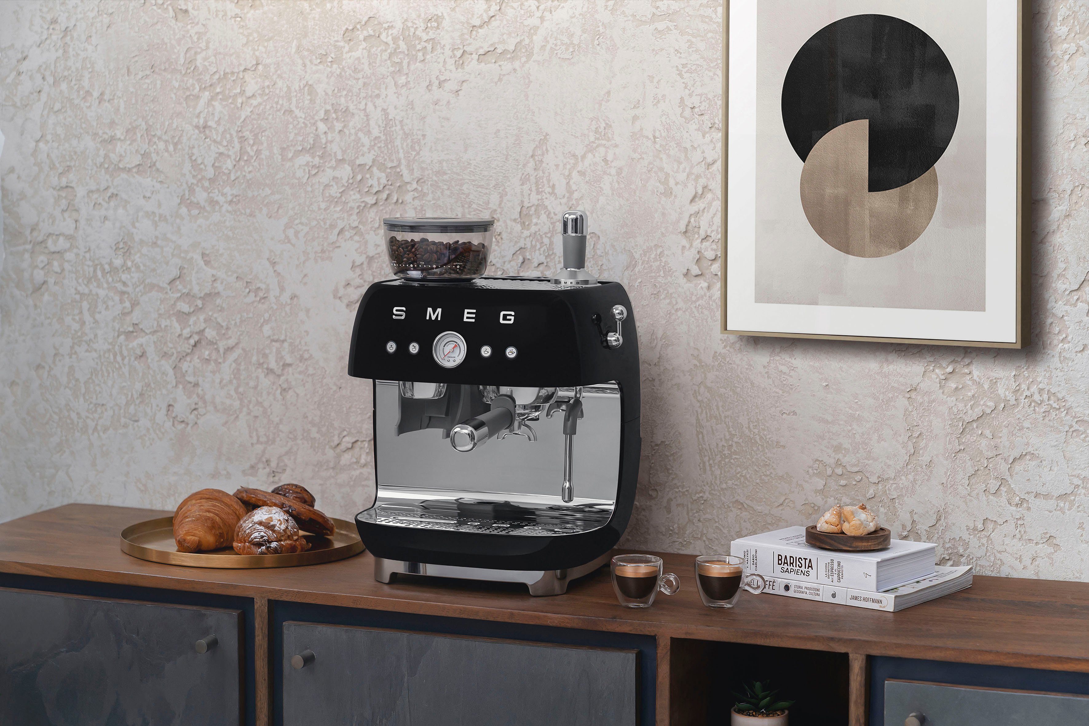 Smeg Kaffeemühle Espressomaschine mit EGF03BLEU, integrierter