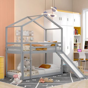 SIKAINI Kinderbett A-DJ-N623-LDB00010AAA (set, 1-tlg., mit Lattenrost), Kinderbett Hausbett, Niedriges Etagenbett mit Rutsche