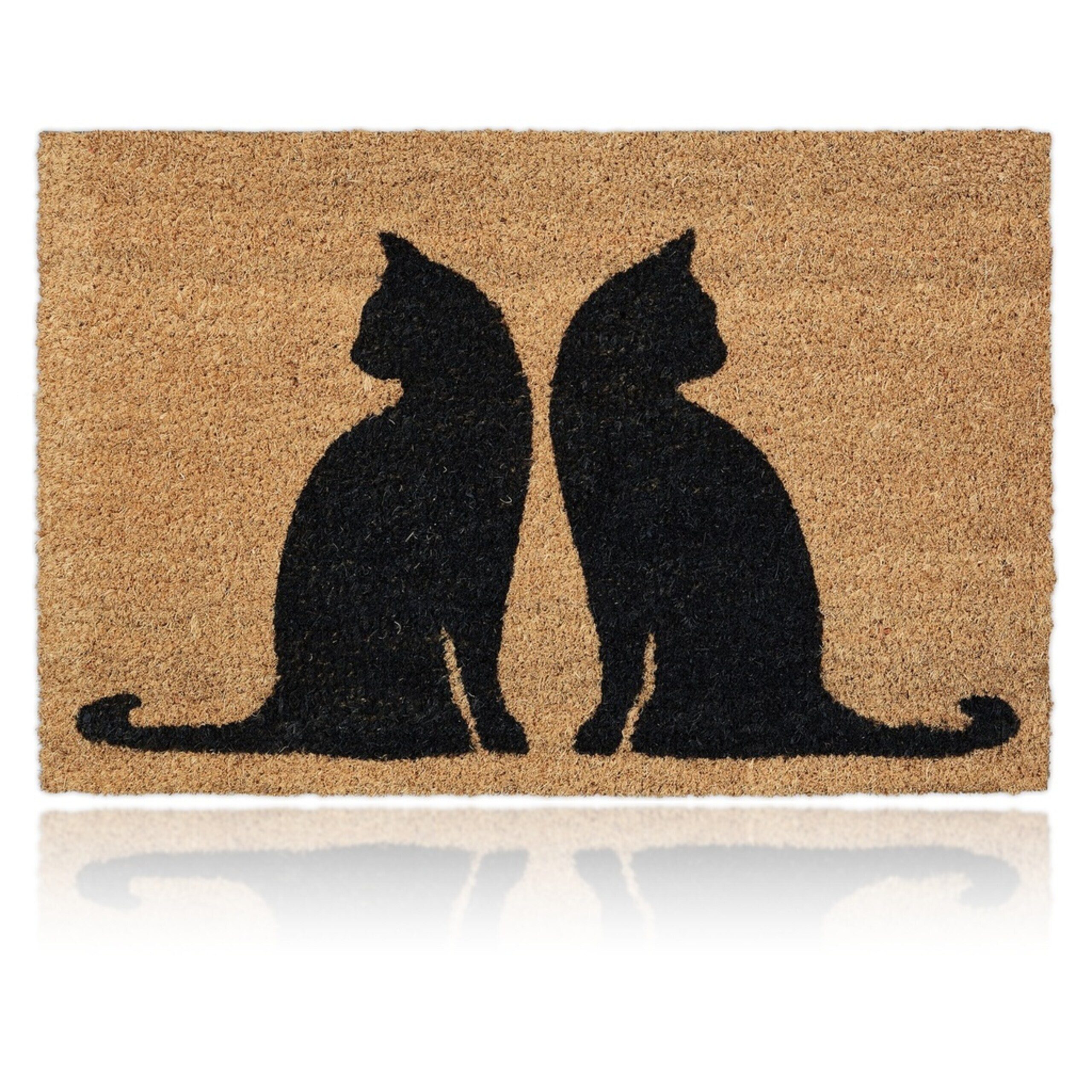 relaxdays Fußmatte Kokos Fußmatte mit Katzenmotiv, Rechteckig, Höhe: 15 mm von RELAXDAYS