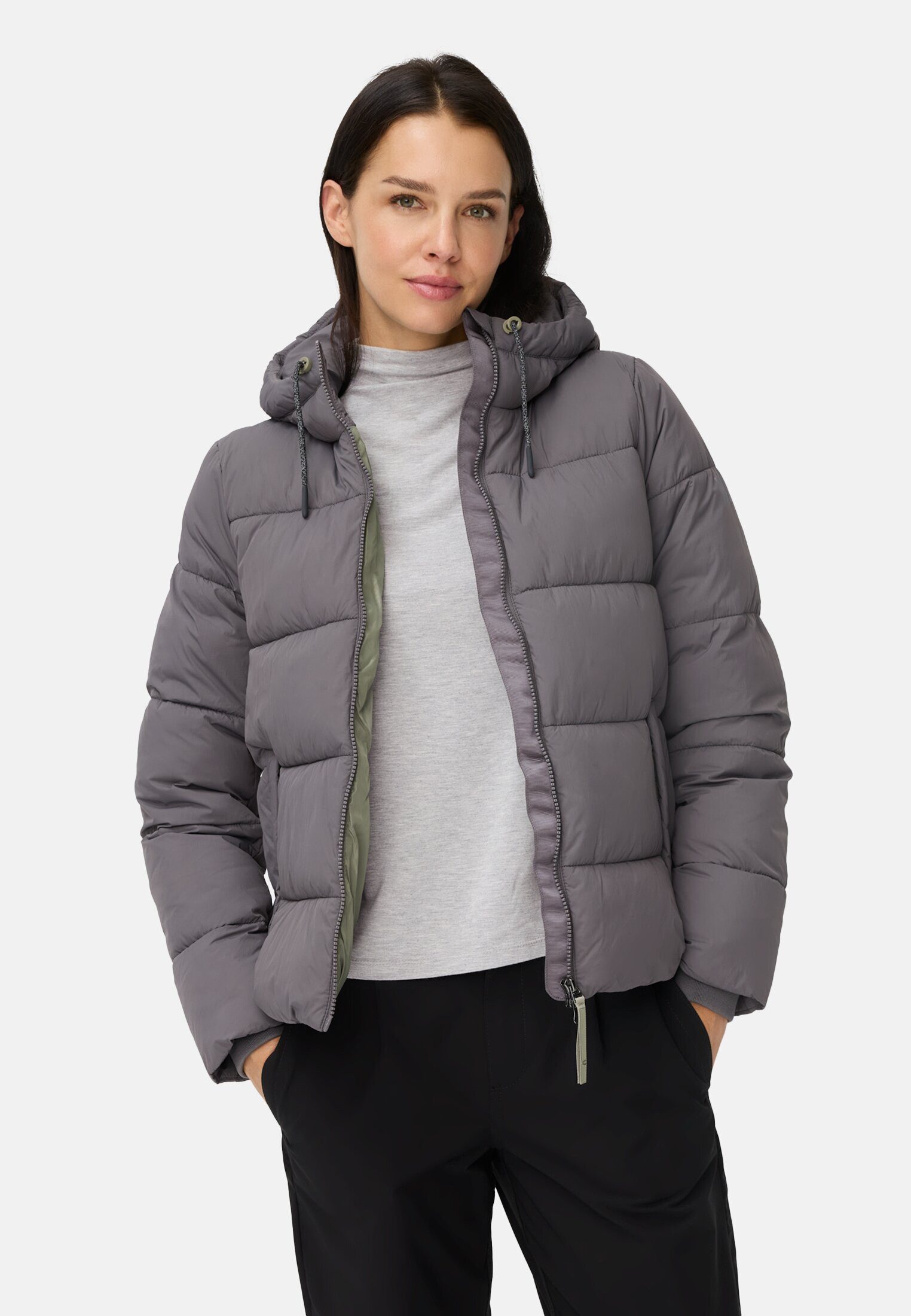 camel active Steppjacke mit Kapuze Langarm Kapuze Markenlogo