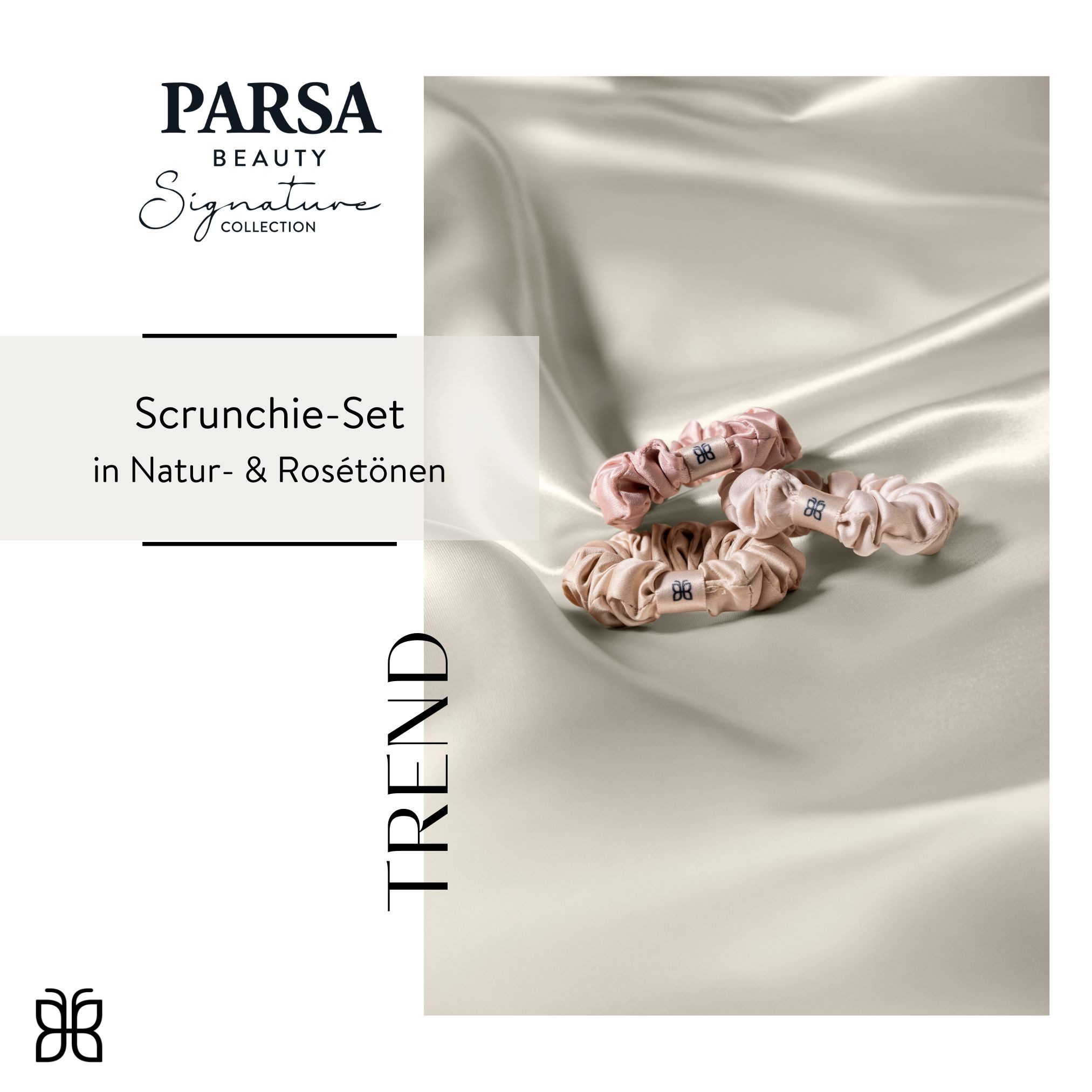 PARSA Beauty Haargummi Signature Collection Scrunchie 3er Set in Rosé & Beige