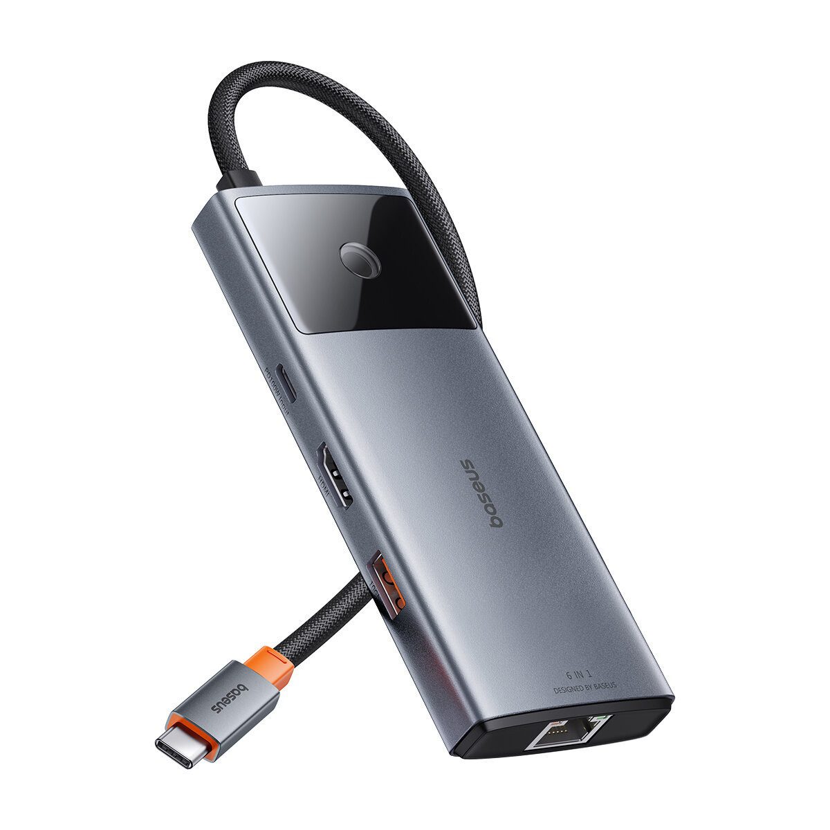 USB-HUB 6in1 USB-A/USB-C/USB-C PD/HDMI/RJ45 – schwarz USB-Adapter