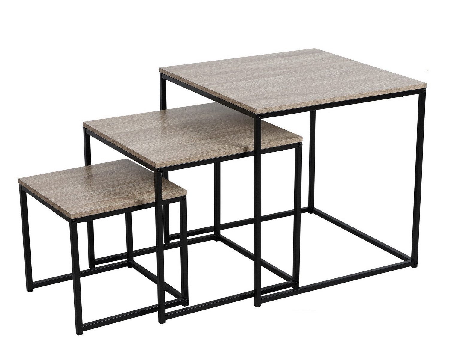 Urban Living Beistelltisch 3erSet Beistelltische Kaffeetisch Couchtisch Deko-Tisch (Wohnzimmertisch / Sofatisch-Set, 3-St., quadratische Beistell-Tische COLORADO), viele Arrangiermöglichketen