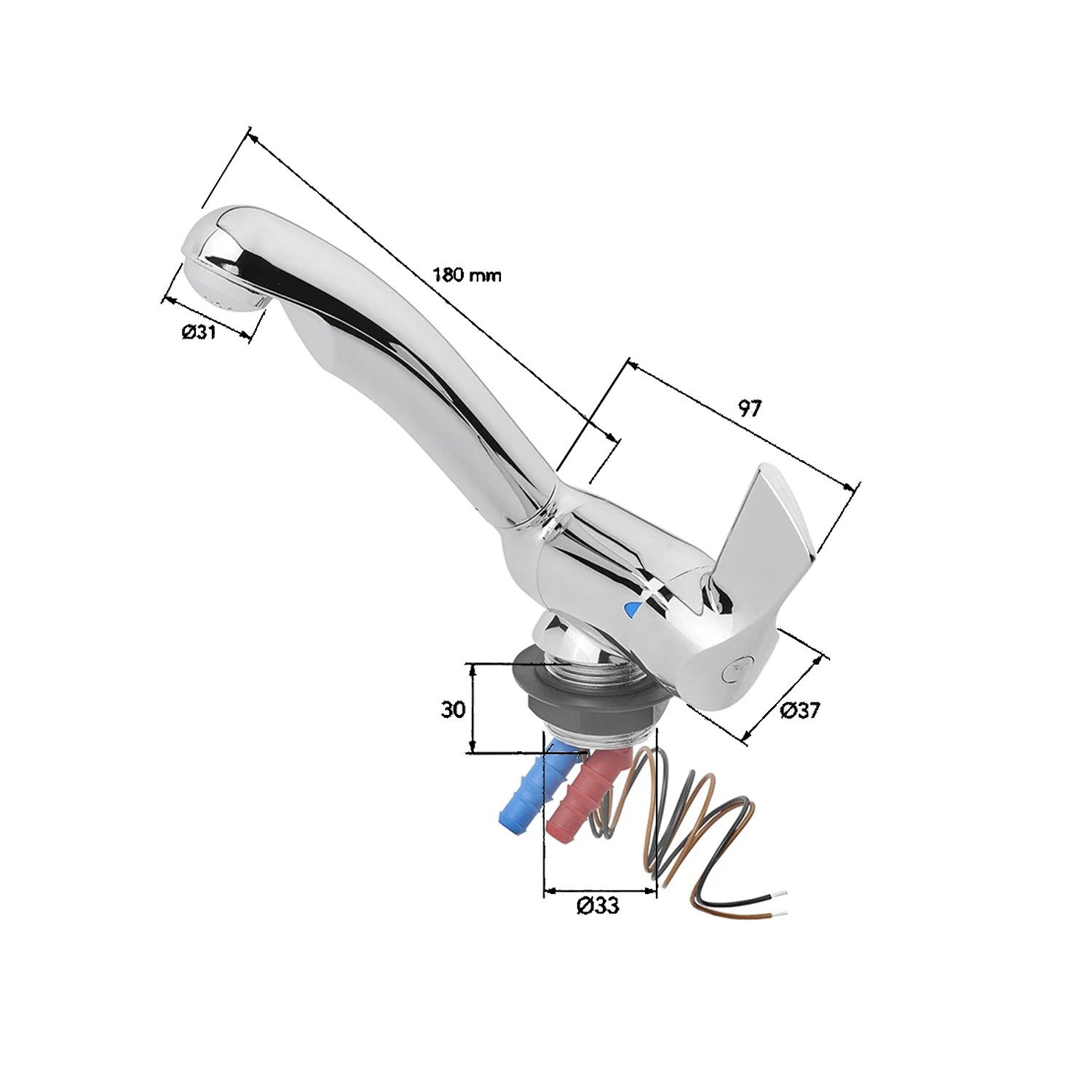 Thumbnail - Moritz Wassertank 12V Wasserhahn klappbar Warm- und Kaltwasser Microschalter Chrom