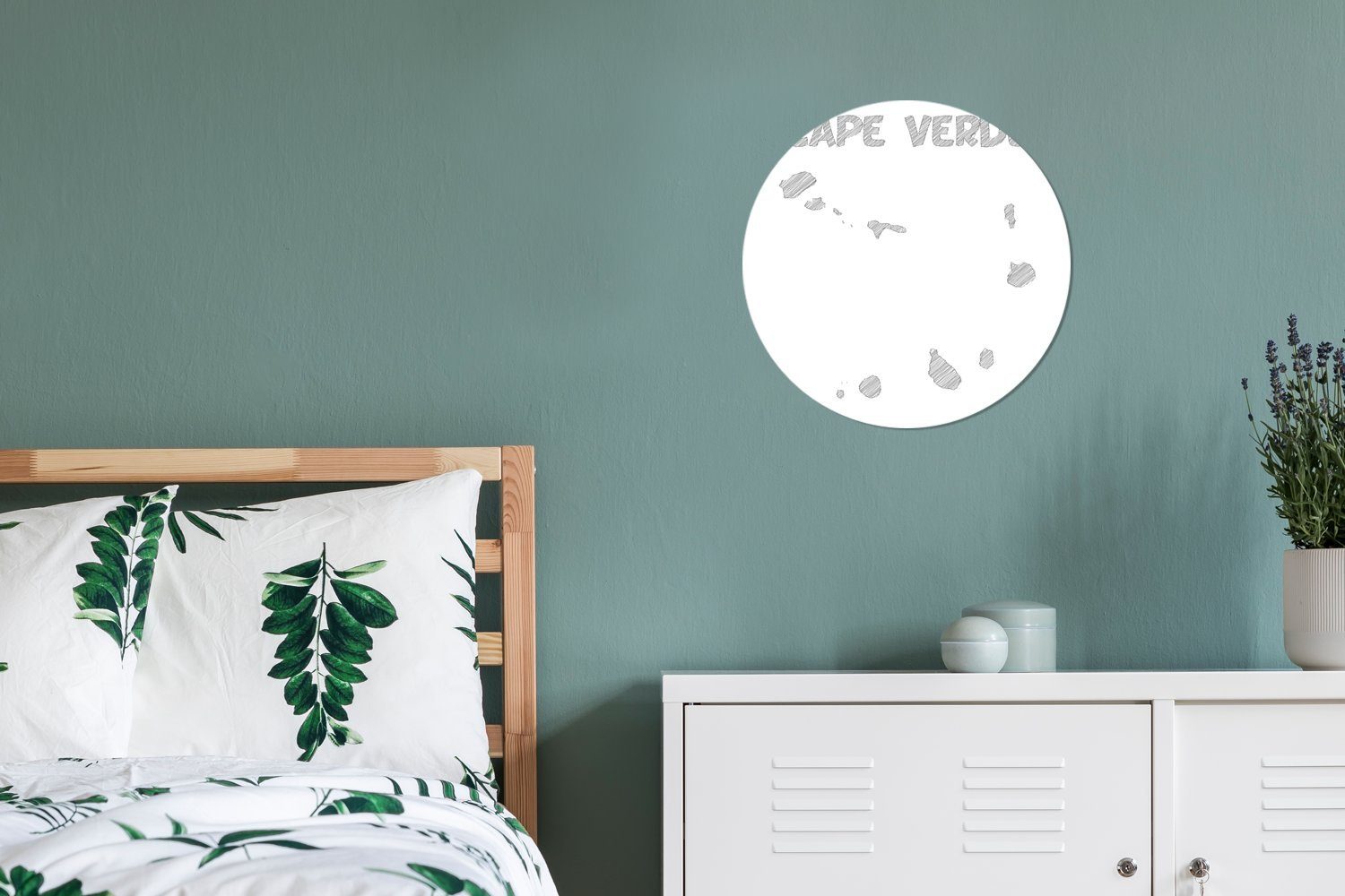 MuchoWow Wandsticker Kap für Tapetenaufkleber, Verde Wohnzimmer einem auf Kinderzimmer, Rund, Illustration St), weißen Tapetenkreis Hintergrund (1