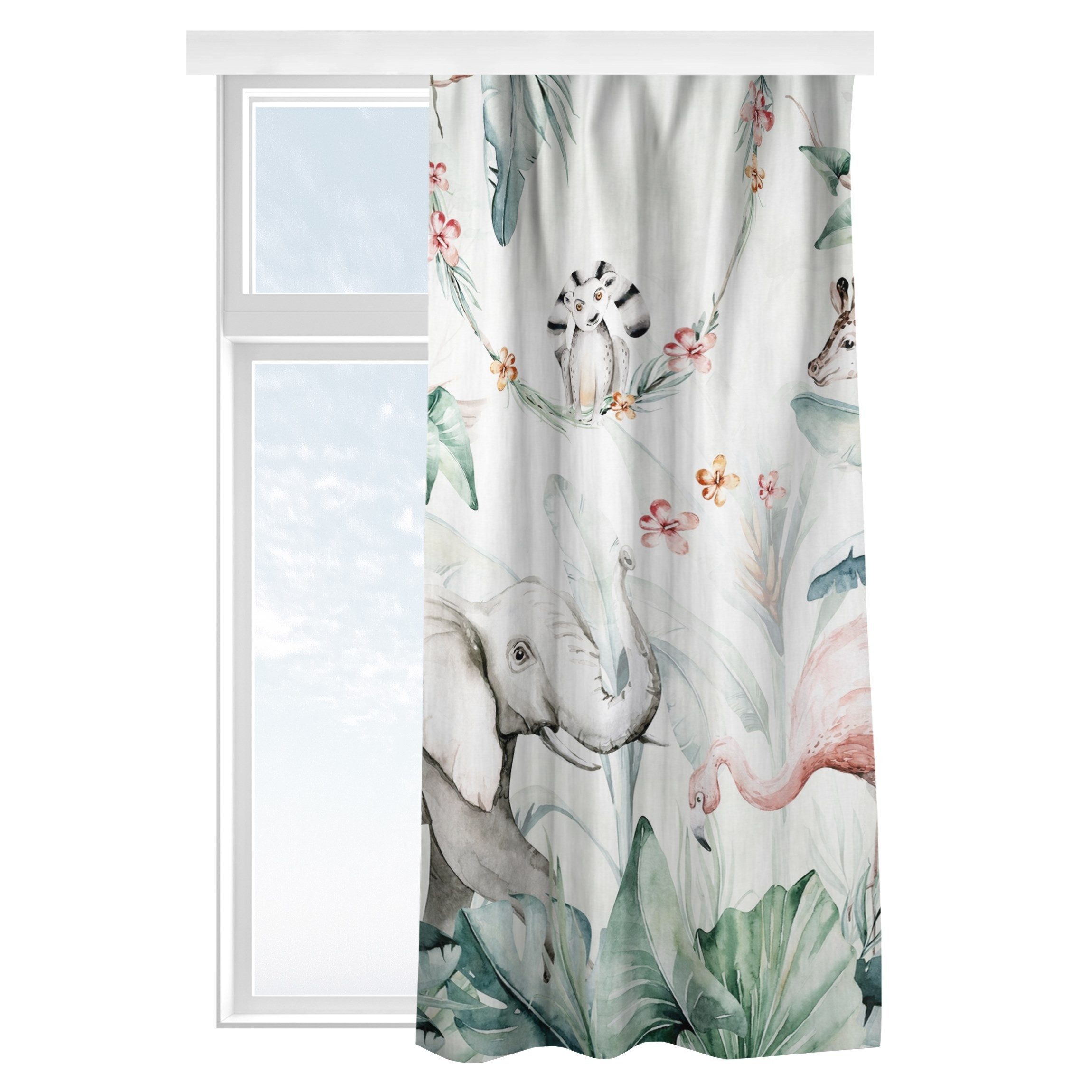 Bilderdepot24 Vorhang Gardine Natur Muster Aquarell Afrika Tiere Türvorhang Raumteiler (1 St), Multifunktionsband, blickdicht, Samt, Schiebegardinen Babyzimmer Jungenzimmer Kinderzimmer Schiebevorhang