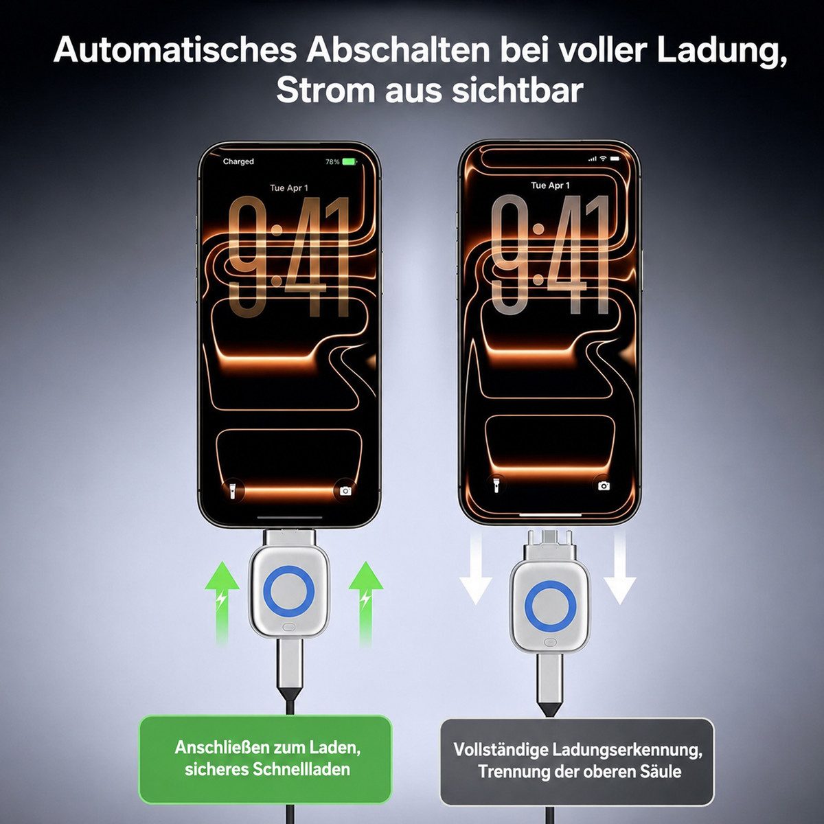 Vashoy Automatischer Lade-Trennstecker mit 140W Unterstützung Smartphone-Ladegerät (5000 mA, Physische Stromtrennung bei vollem Akku, KI-gesteuerter Schutz vor  – Bild 5 von 5