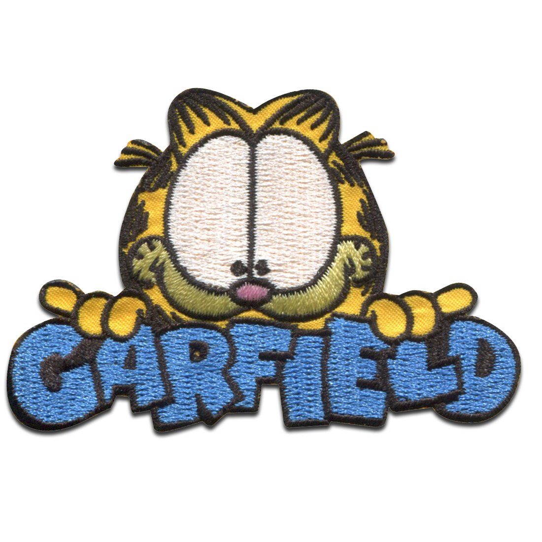 Garfield Aufnäher Bügelbild, Aufbügler, Applikationen, Patches, Flicken, zum aufbügeln, Polyester, Garfield © Comic Katze gestickt - Größe: 7,5 x 4,8 cm