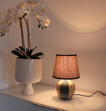 Arnusa Tischleuchte Keramik Nachttischlampe, Ein-/Ausschalter, ohne Leuchtmittel, handbemalt