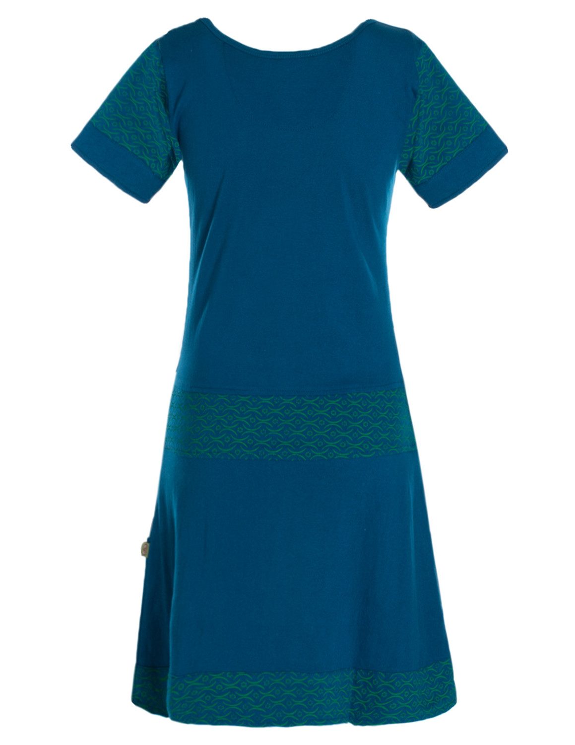Vishes Minikleid Damen Longshirt Kleid kurzarm Mini-Kleid Sommer-Kleid T-Shirtkleid Boho, Goa, Guru Style