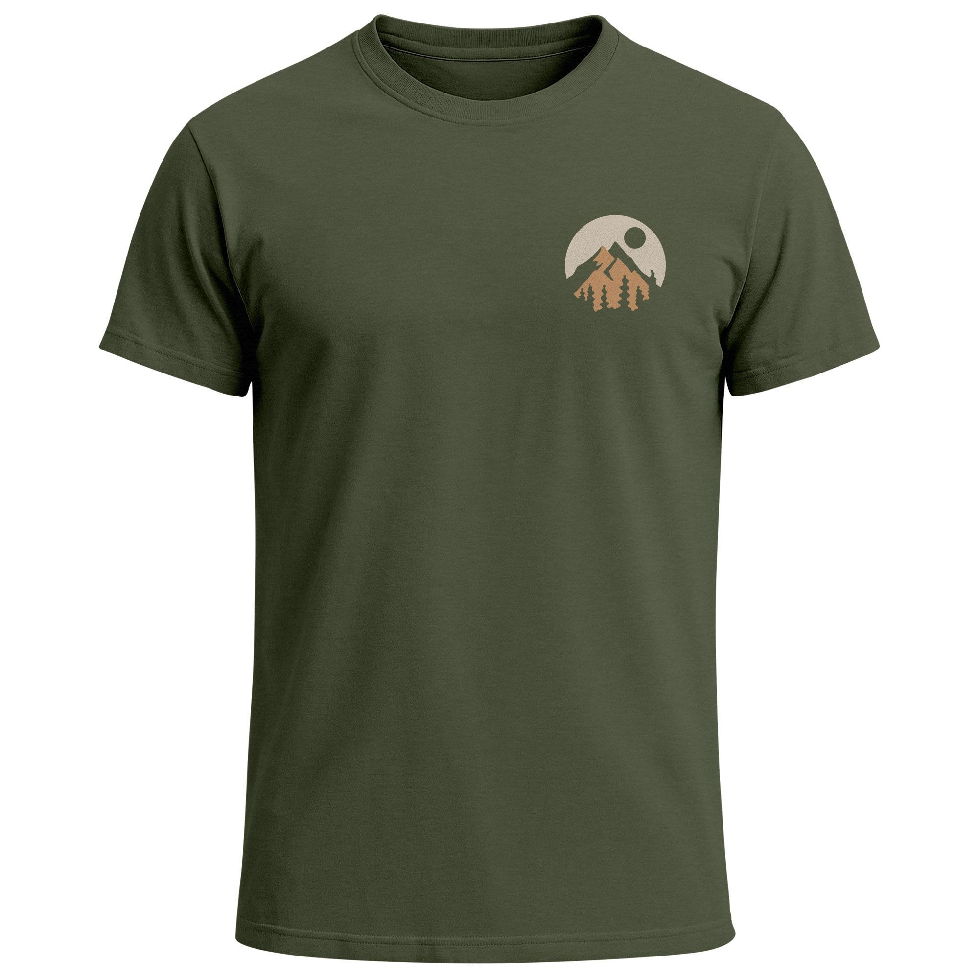 Print-Shirt Herren T-Shirt Logoprint Gebirge Naturmotiv Printshirt Outdoor