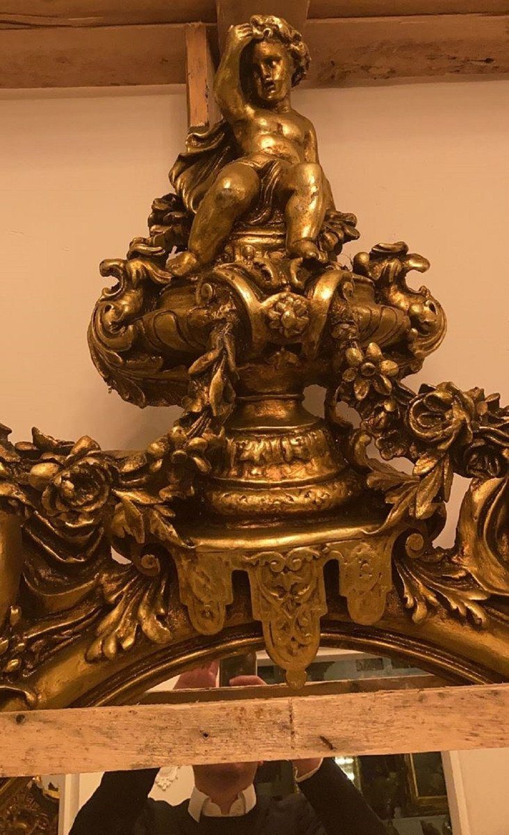Gold Wandspiegel Spiegel Handgefertigter Möbel Prunkvoller - Barockstil - Prunkvoll Antik Stil Padrino - Barockspiegel Luxus Barock Casa Edel Barock im Spiegel - &